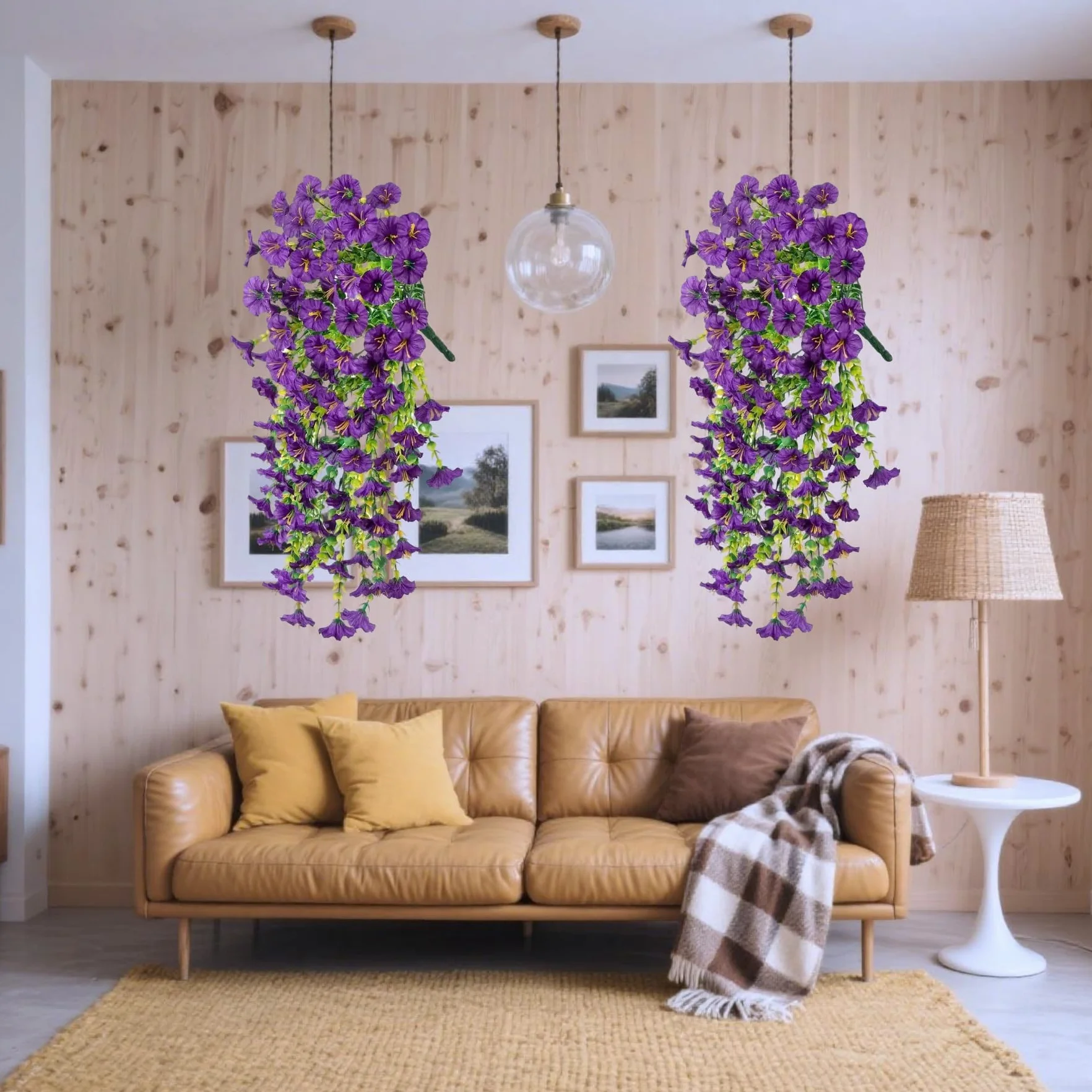 Sztuczne kwiaty wiszące petunia 2-częściowe fioletowe do ogrodu balkonu