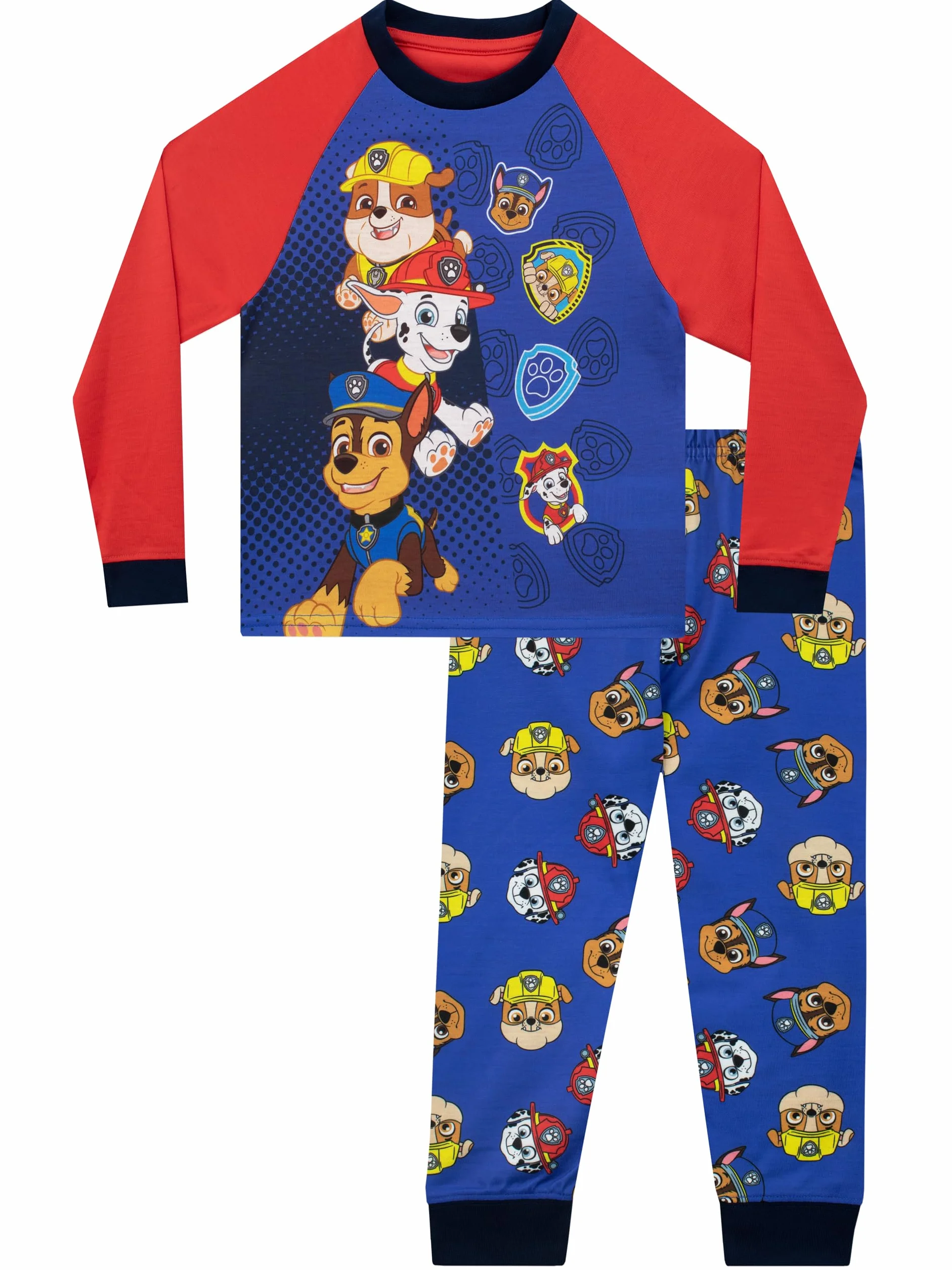 Piżamy dla chłopców z Paw Patrol | Zestaw piżam dla chłopców z Rubblem, Marshallem i Chase'em | Długorękawnik dla chłopców