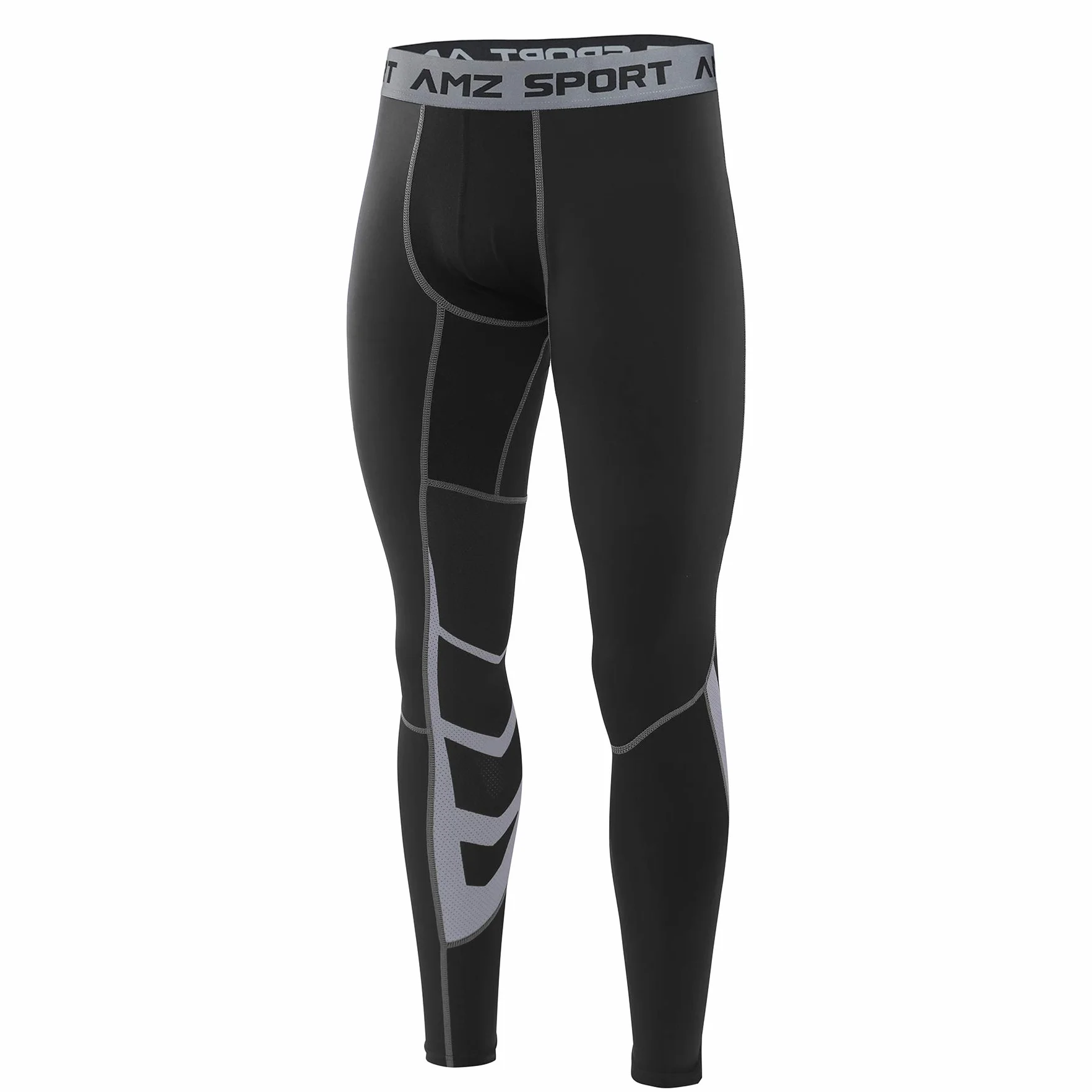 AMZSPORT Męskie spodnie kompresyjne sportowe legginsy do biegania warstwa bazowa spodnie do biegania
