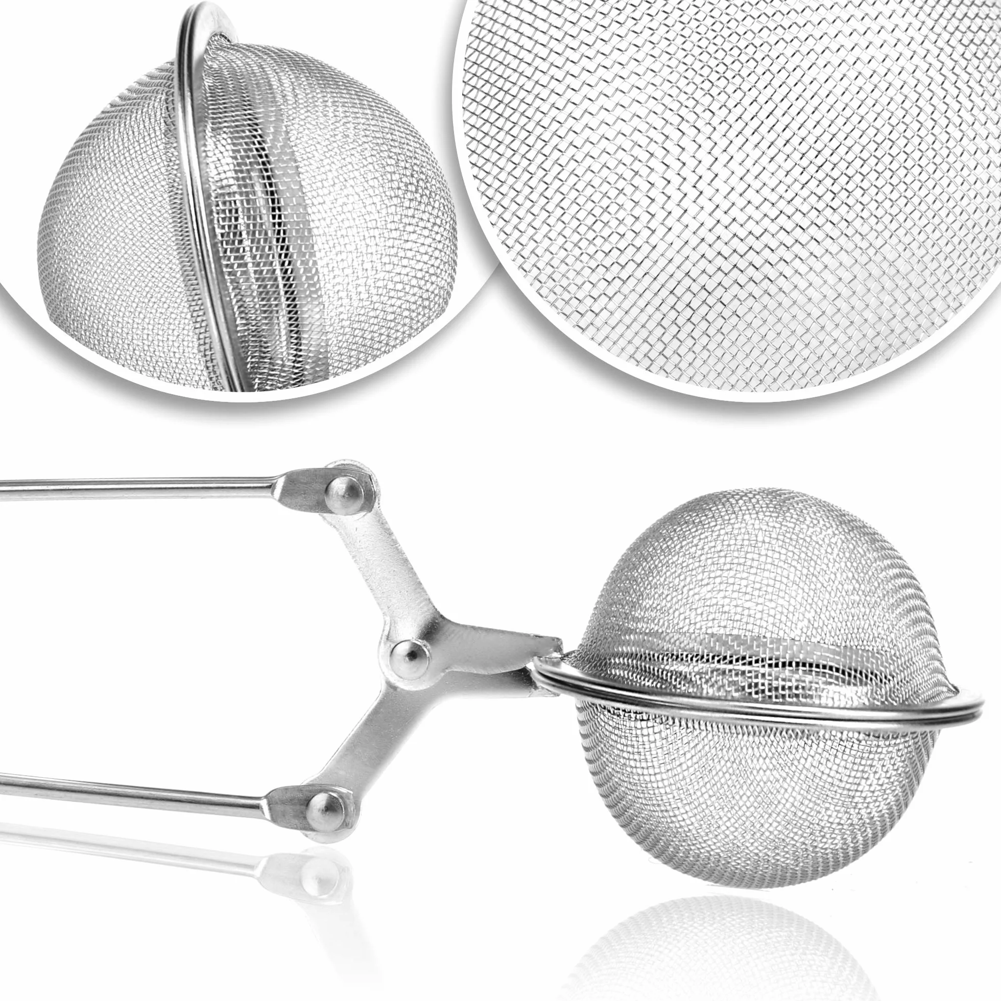 COM-FOUR® 2x Szczypce do herbaty, zaparzacz do herbaty ze stali nierdzewnej 304, Ø 5,5 cm