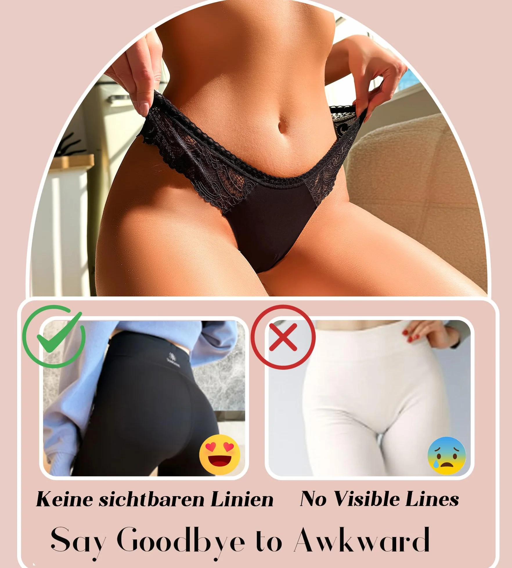 READY TO LOVE Stringi damskie koronkowe, bezszwowe majtki, seksowna bielizna damska, bezszwowa, niewidoczna koronka, zestaw bielizny damskiej, bezszwowe majtki damskie, zestaw 6 sztuk