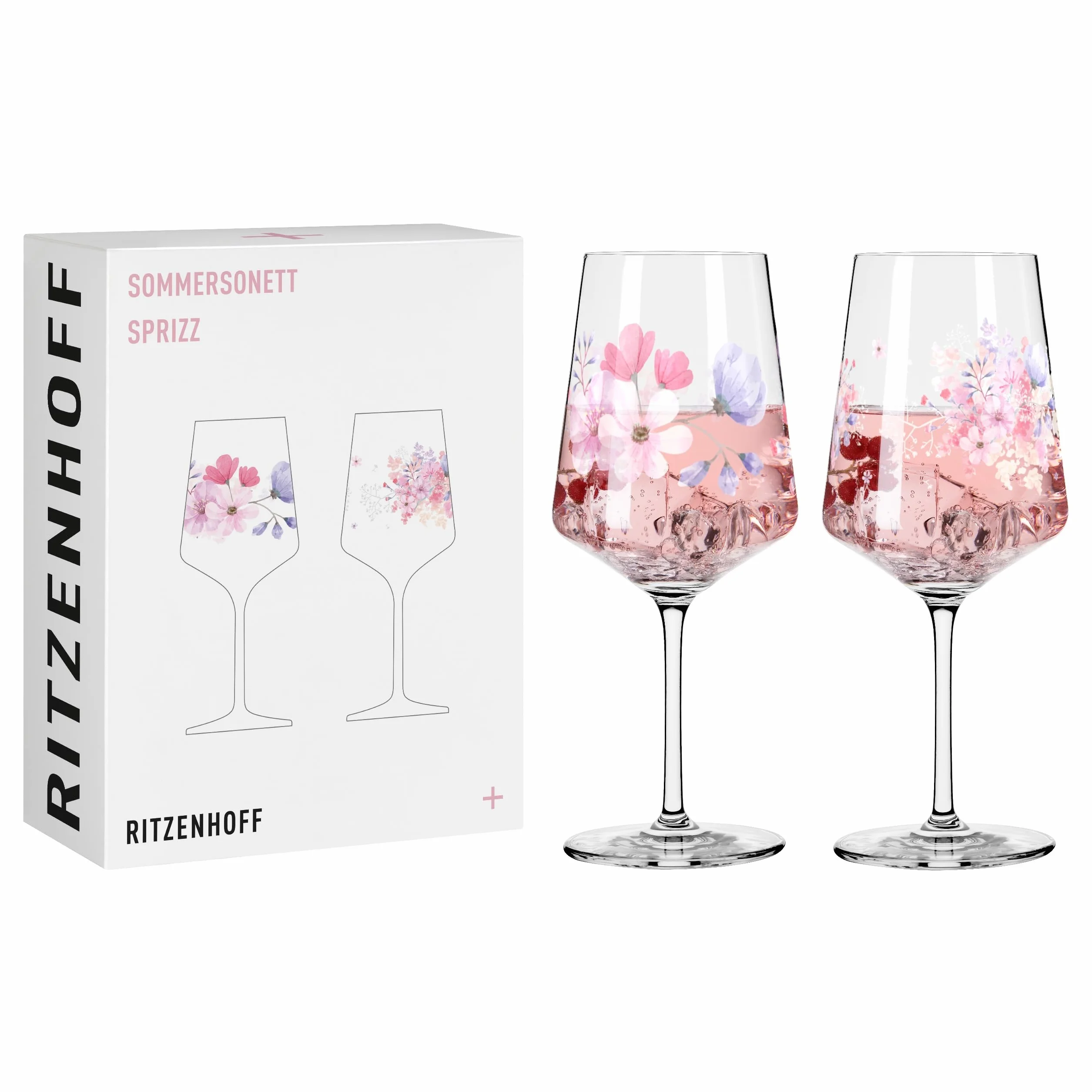 RITZENHOFF Kieliszek do aperitifu 500 ml zestaw 2 szt. Sonet letni motyw łąki kwiatowej różowy fioletowy