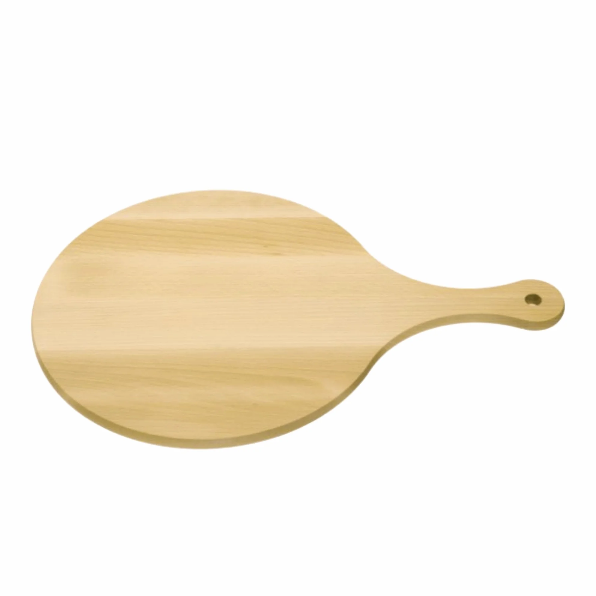 Drewniana deska do serwowania pizzy bukowa 30,5 cm średnica 45,5 cm długość z uchwytem FSC PEFC