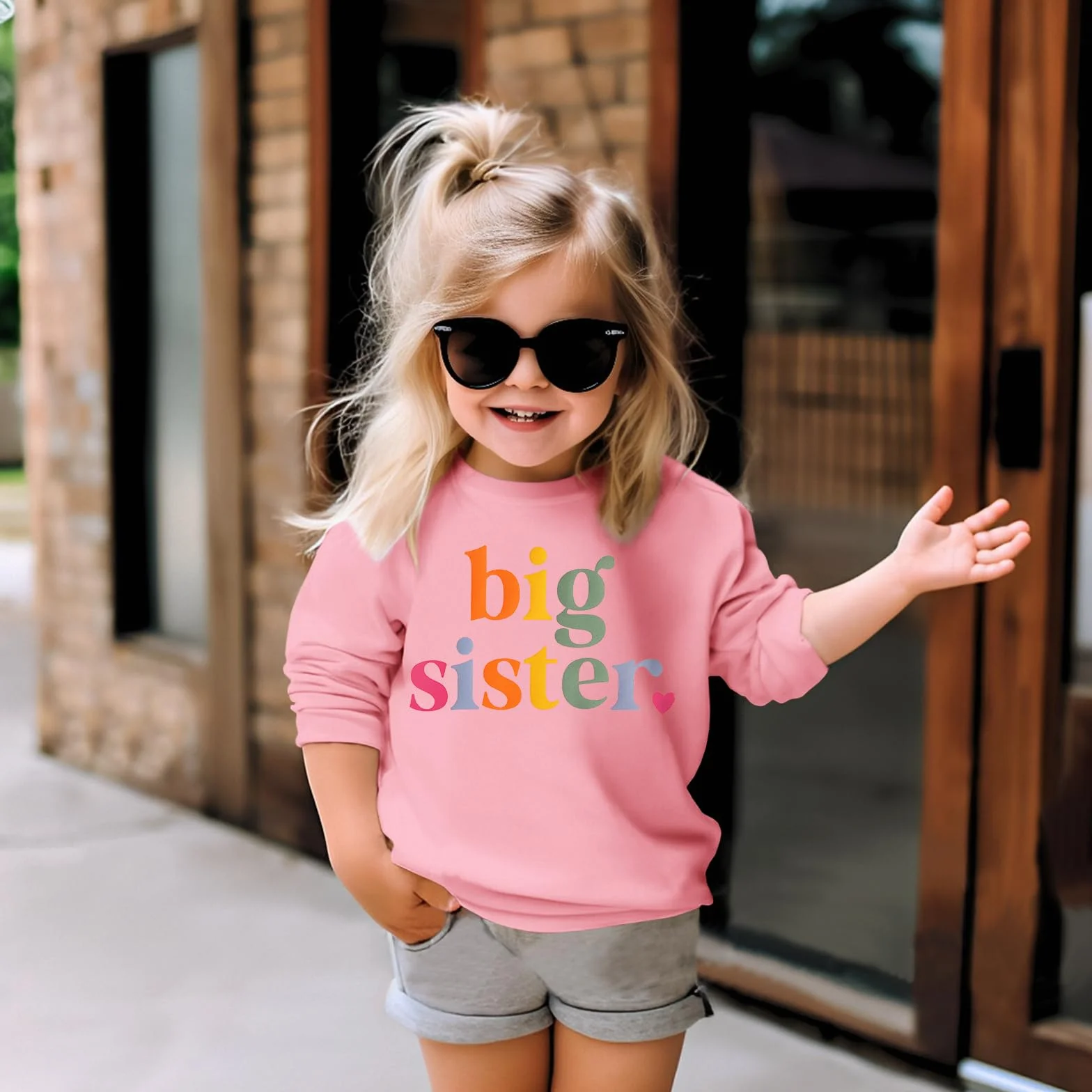 Duża siostra bluza Big Sister Sweter Baby Girls Stroje Rodzeństwo Ubranie Noworodka Sweter Siostry Jesień Zima Sweter Dziecięcy Okrągły dekolt Koszulka z długim rękawem