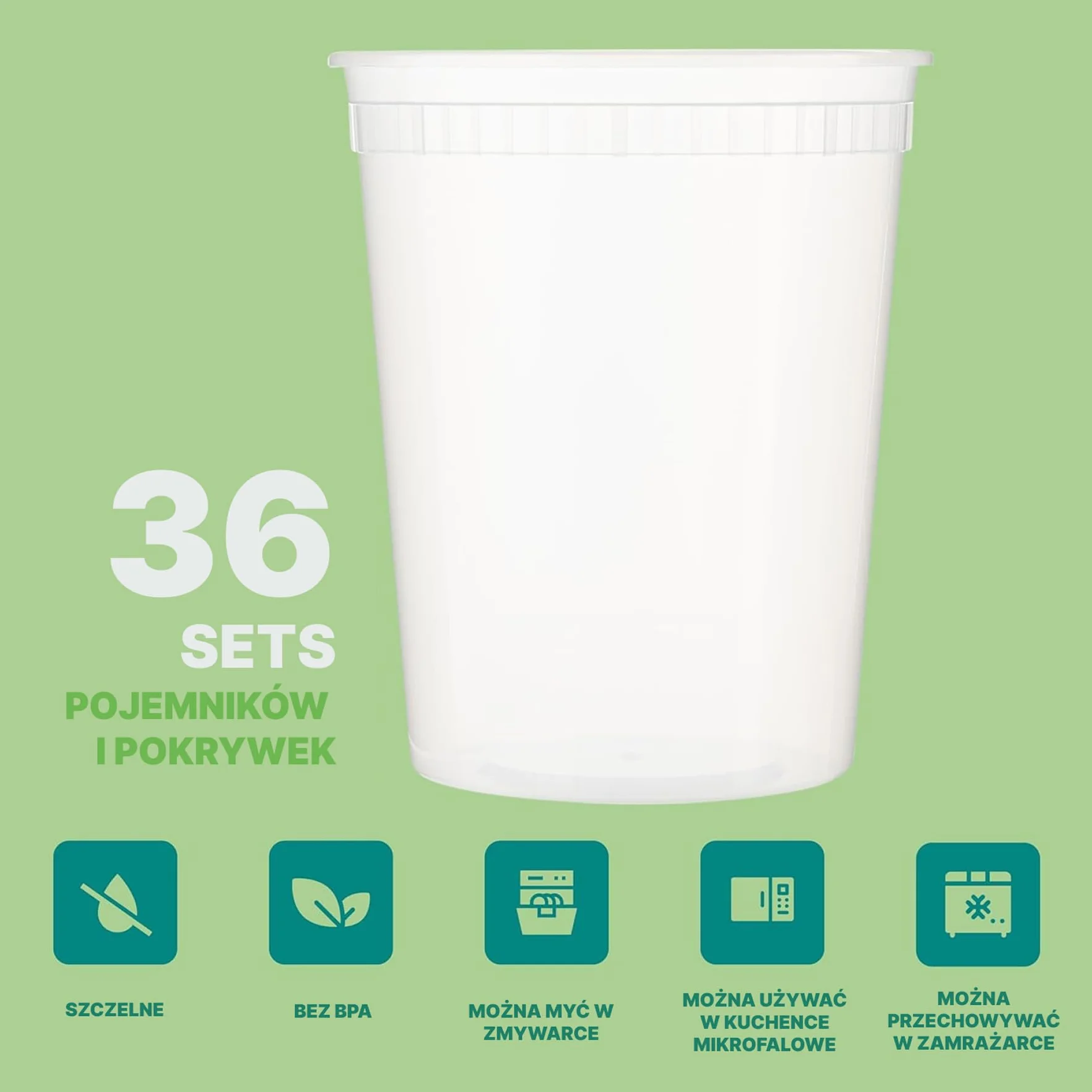 JoyServe 946,3 ml pojemniki na żywność (36 zestawów) – hermetyczne, BPA-free, 1 L z pokrywkami, do dań na wynos, meal prep, zup, mycie w zmywarce i użycie w mikrofalówce