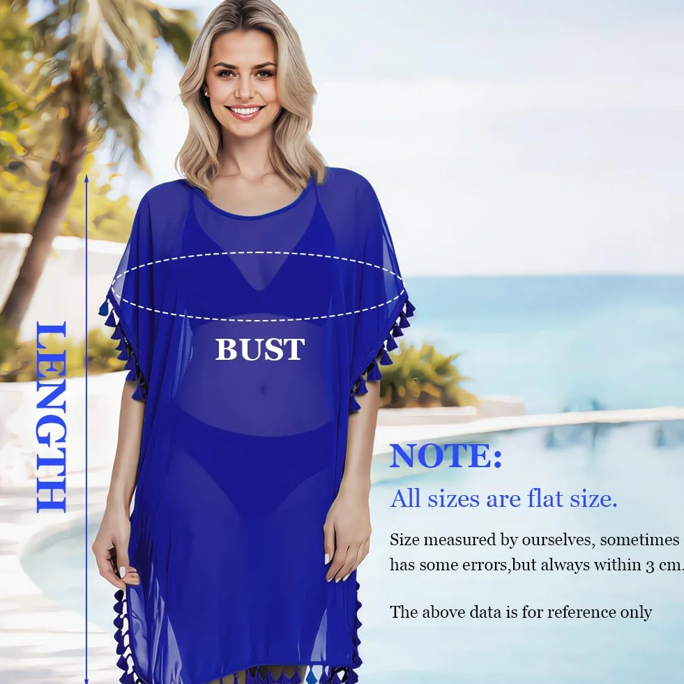 DiULi Bikini Cover up, koszule i zawijane damskie, sukienki plażowe, letnie szyfonowe szal, plastyczne, eleganckie koszule plażowe z frędzlami, luźny styl, lub kołnierz, jeden rozmiar