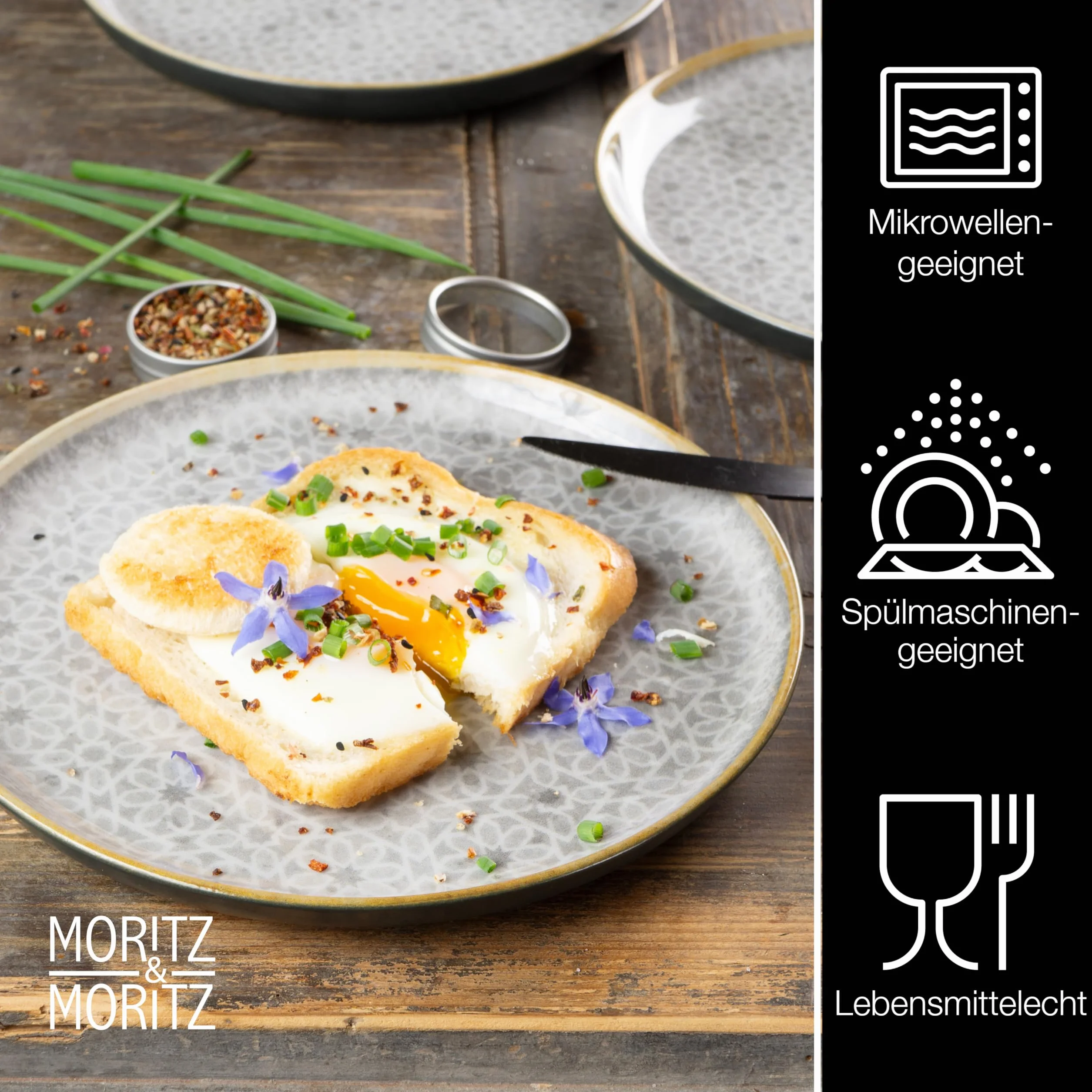 Moritz & Moritz TERRA 18-częściowy zestaw naczyń porcelanowych dla 6 osób subtelna szarość