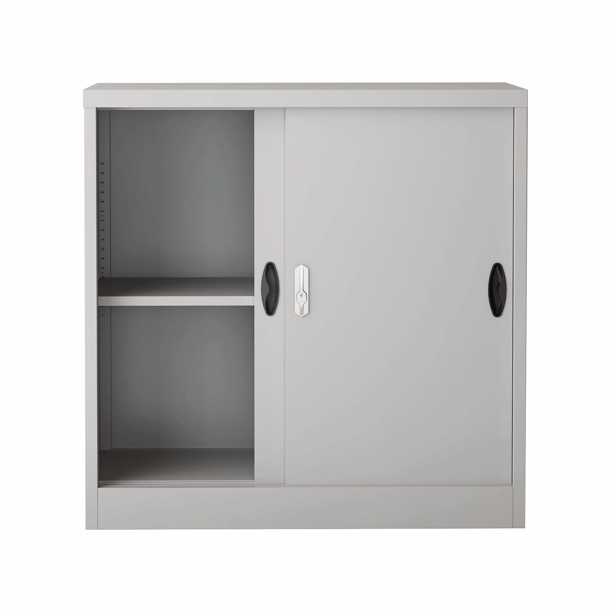 [en.casa] Szafa biurowa Rieti z drzwiami przesuwnymi, zamykana szafka na dokumenty, metalowa, 90 x 40 x 90 cm, szafka stalowa, warsztatowa, jasnoszara