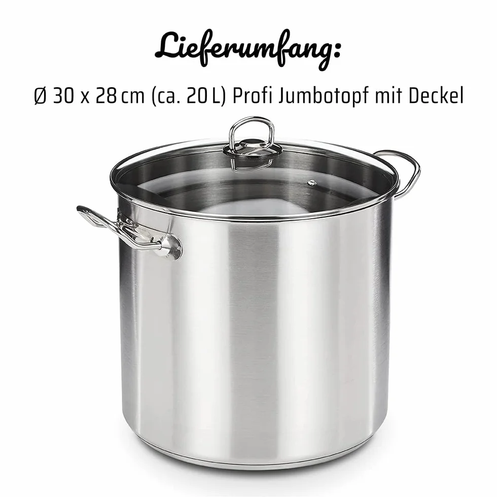 Garnek ze szklaną pokrywką 30 x 28 cm 20 l stal nierdzewna srebrny 30 cm 2 sztuki
