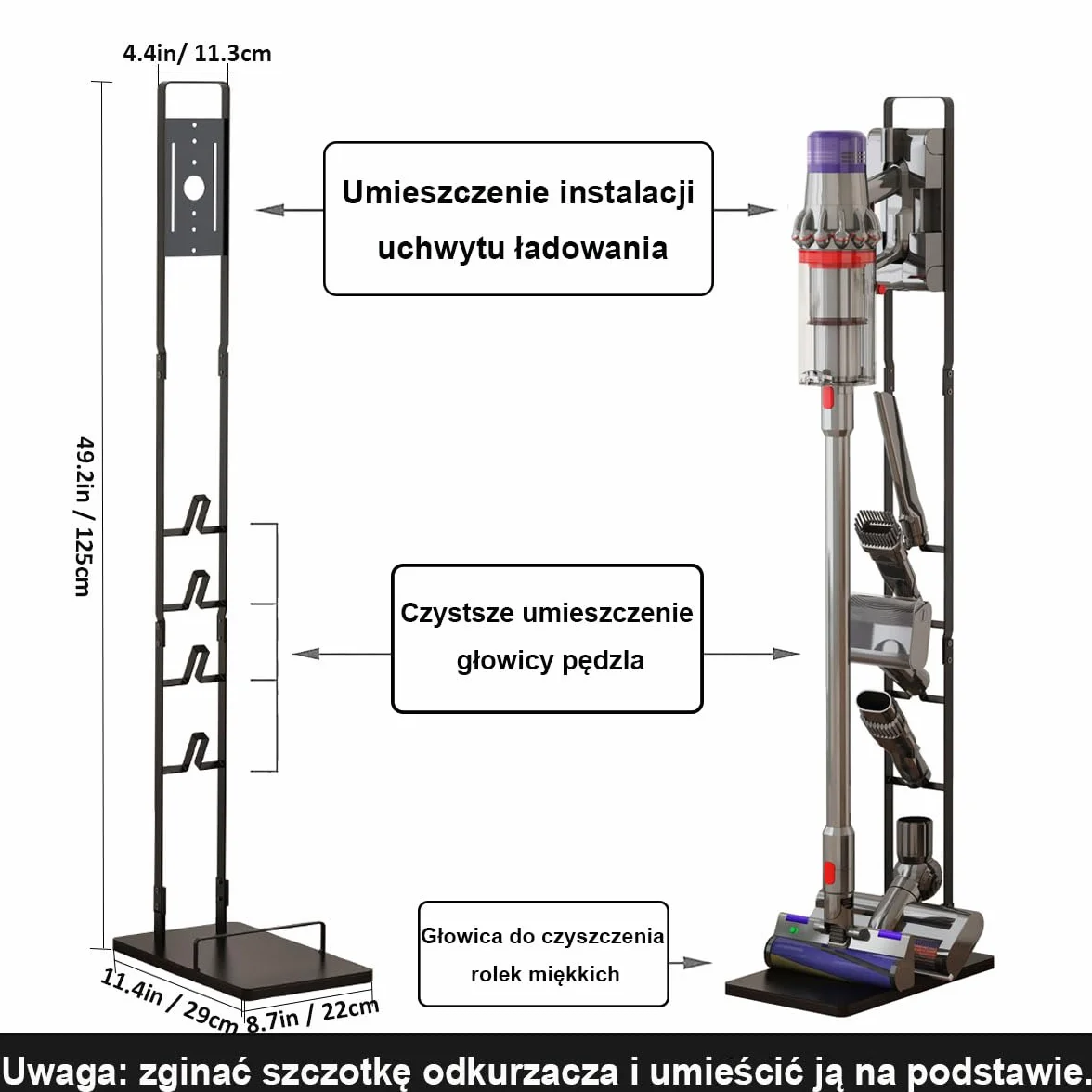 Foho Stojak do Dyson Gen5 V15 V12 V11 V10 V8 V7 V6, DC30-DC74, Odkurzacza Wolnostojący Metalowy Uchwyt z Bazą, Kompatybilny z Akcesoriami, Bez Wiercenia, Oszczędność Miejsca