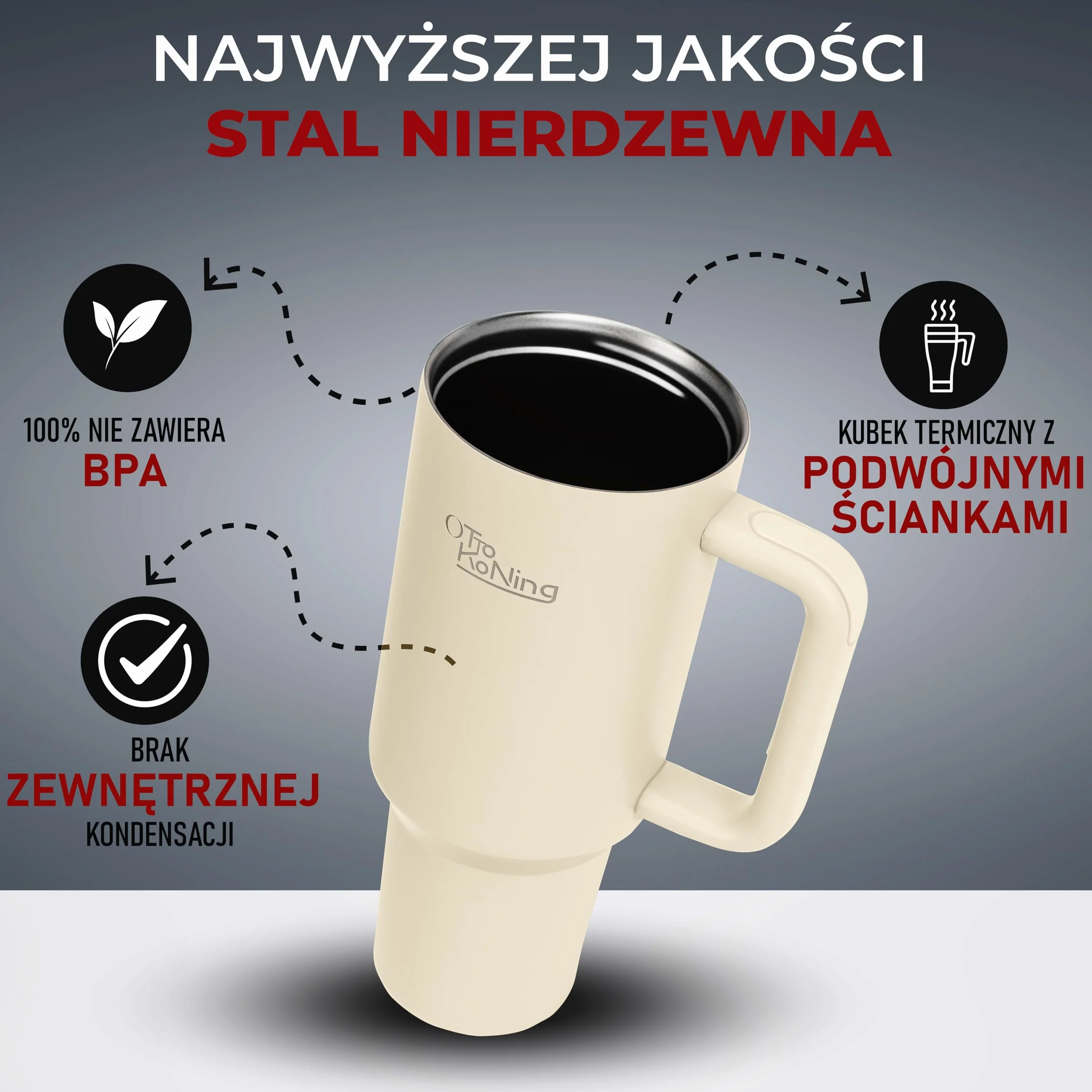 Kubek Termiczny ze Stali Nierdzewnej 1.2L Podwójna Ściana Izolowana Próżniowo
