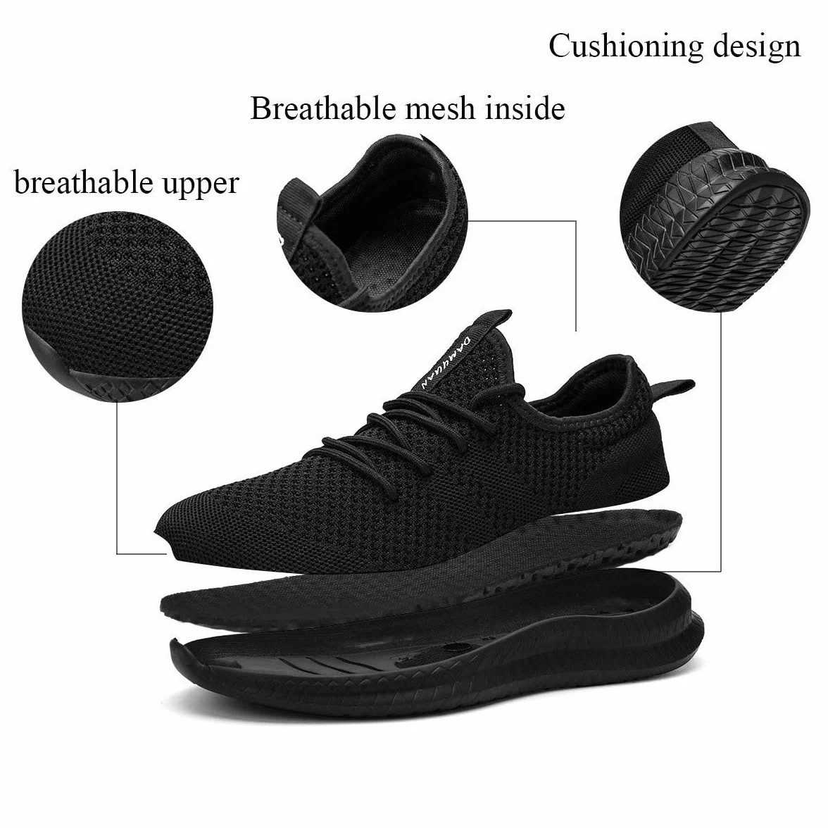 FUJEAK Męskie buty do biegania szosowego trampki lekkie oddychające tenisówki siłownia na co dzień wygodne wsuwane na fitness sportowe buty do biegania moda sportowe trampki