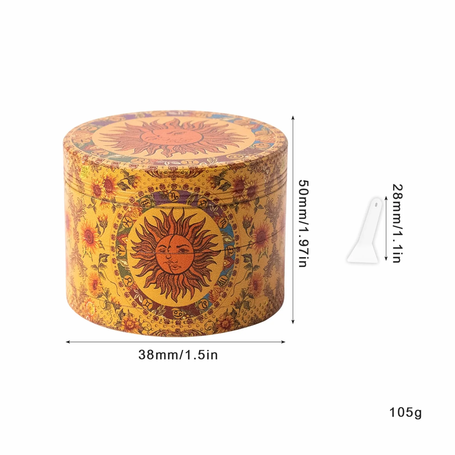 Vintage młynek do ziół 50 mm z żółtym skrobakiem