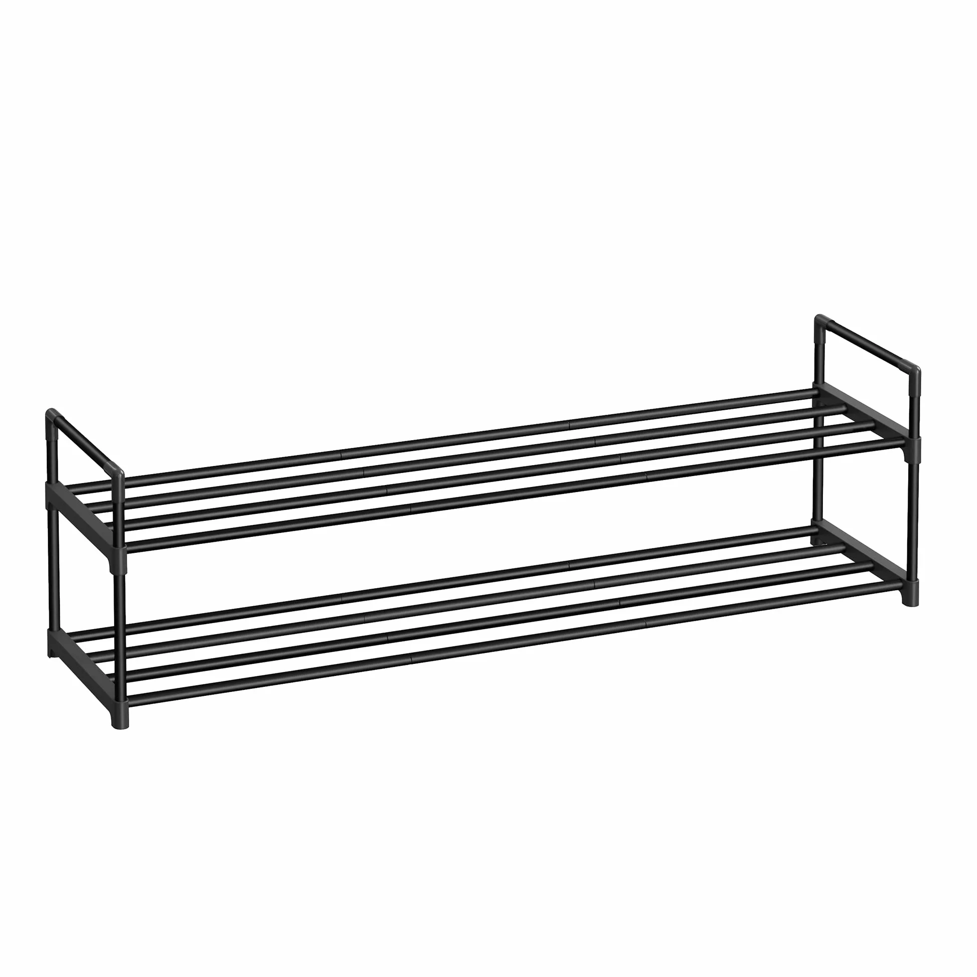 SONGMICS 2-poziomowy stojak na buty metalowy regał na buty 10-12 par 30 x 116 x 34 cm czarny