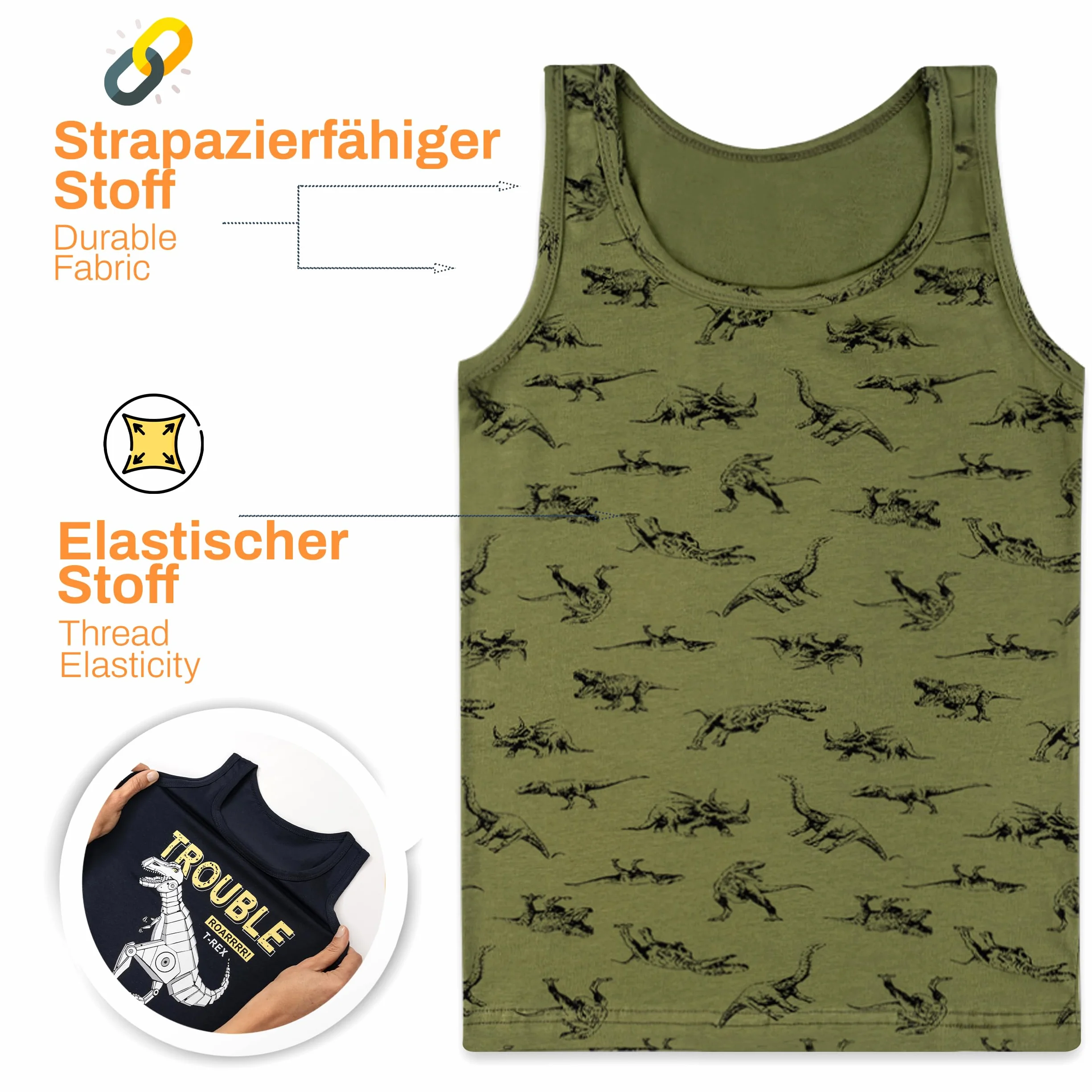 LOREZA ® 5-pak podkoszulek chłopięcych z bawełny tank top bielizna chłopięca