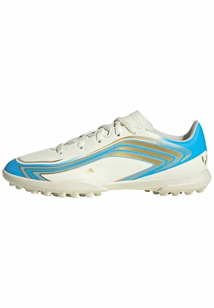 adidas Uniseks - dzieci F50 Messi Club Turf Football Kids Shoes, ivory/semi blue burst/icey blue, 37 1/3 EU