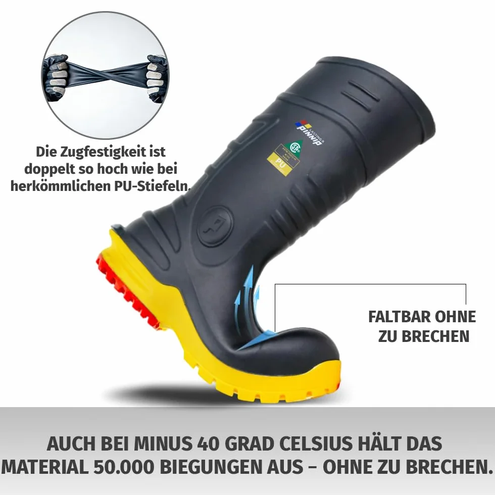 S5 buty ochronne dla mężczyzn – gumowe buty PU ze stalowym noskiem i ochroną przed przebiciem, odporne na kwasy i oleje, wodoodporne, antypoślizgowe do budownictwa i rolnictwa, z