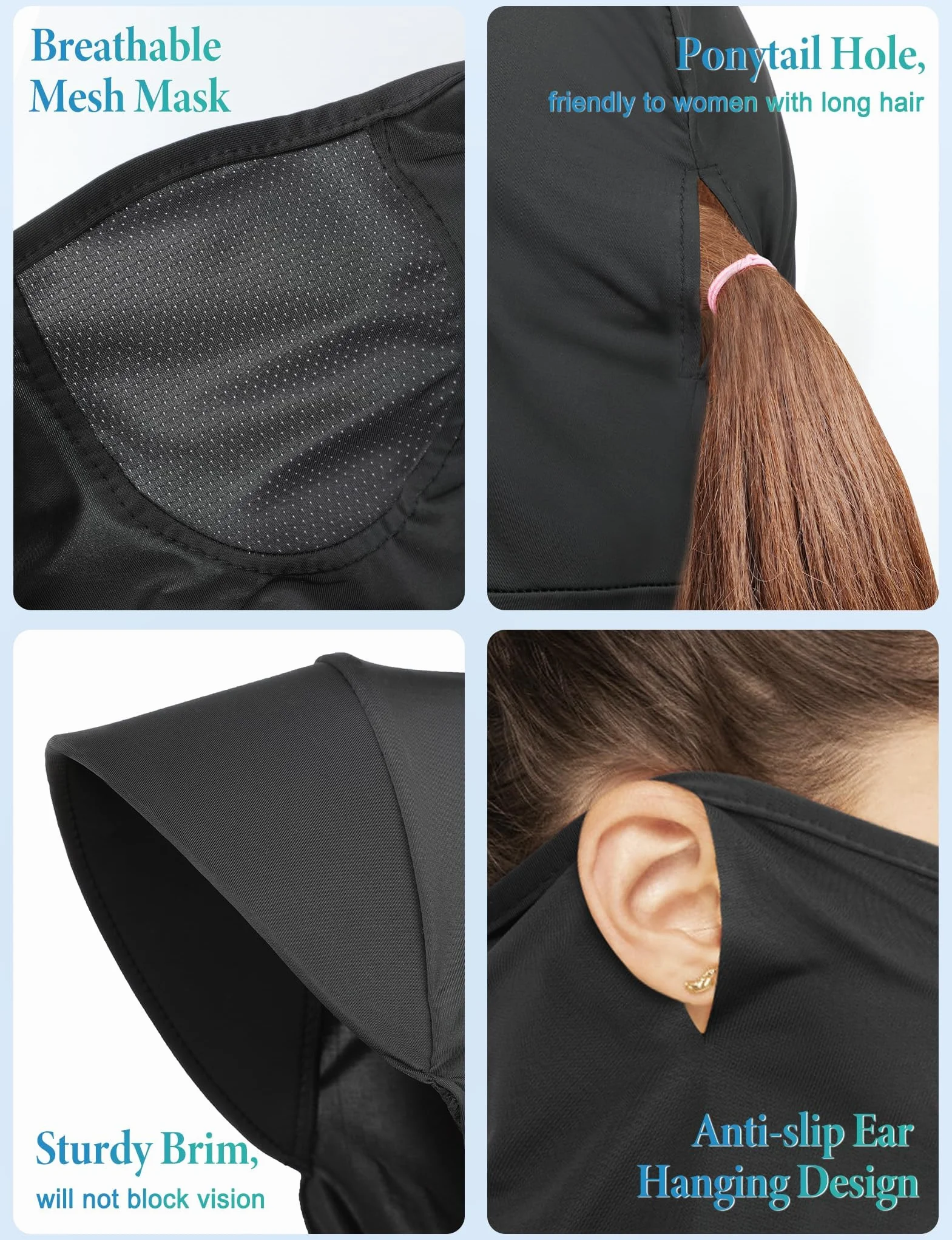Becellen Balaclava letnia kominiarka, cienka czapka rowerowa, odporna na promieniowanie UV, fajna czapka rowerowa, wielofunkcyjna oddychająca czapka na rower, motocykl, czarny, Rozmiar uniwersalny