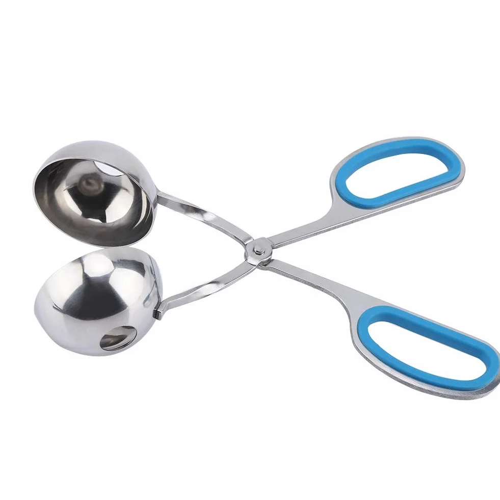 Meatball Non-Stick Cookie Scoop Edelstahl Eiszangen Reisbällchen (blau)