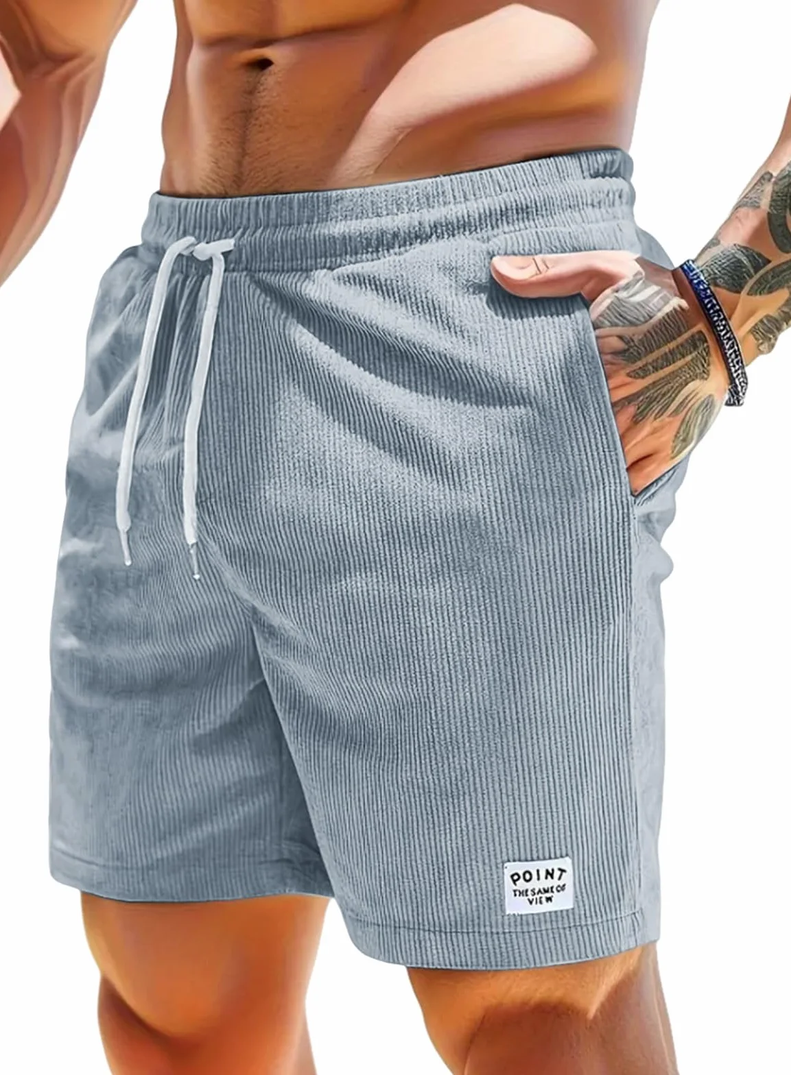 Męskie spodenki na co dzień, modne klasyczne spodenki sportowe, miękkie, slim fit, sztruksowe, bawełniane szorty z kieszeniami
