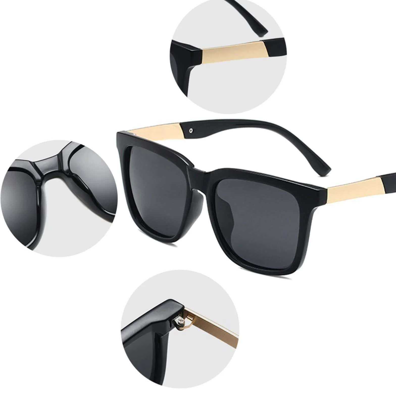 DieffematicMJ Okulary przeciwsłoneczne Klasyczny kwadratowy polaryzowane okulary przeciwsłoneczne Mężczyźni Retro Duże męskie Okulary przeciwsłoneczne Vintage Kierowcy Odcienie Moda Podróżowanie Okula