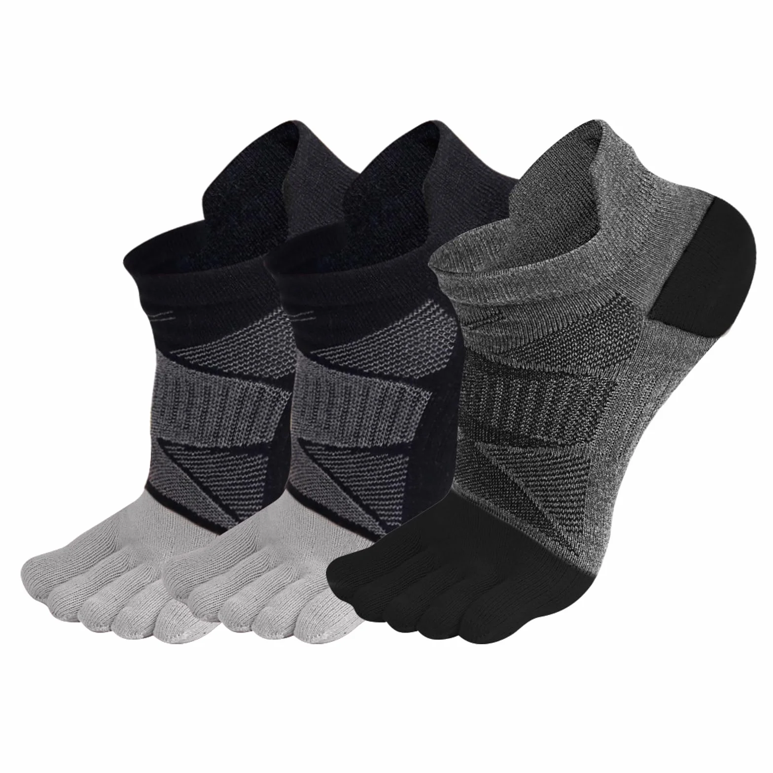 TRIWONDER Skarpety outdoorowe 3 pary, niskie skarpety z pięcioma palcami niewidoczne, wygodne, miękkie, do biegania, uprawiania sportu, treningu