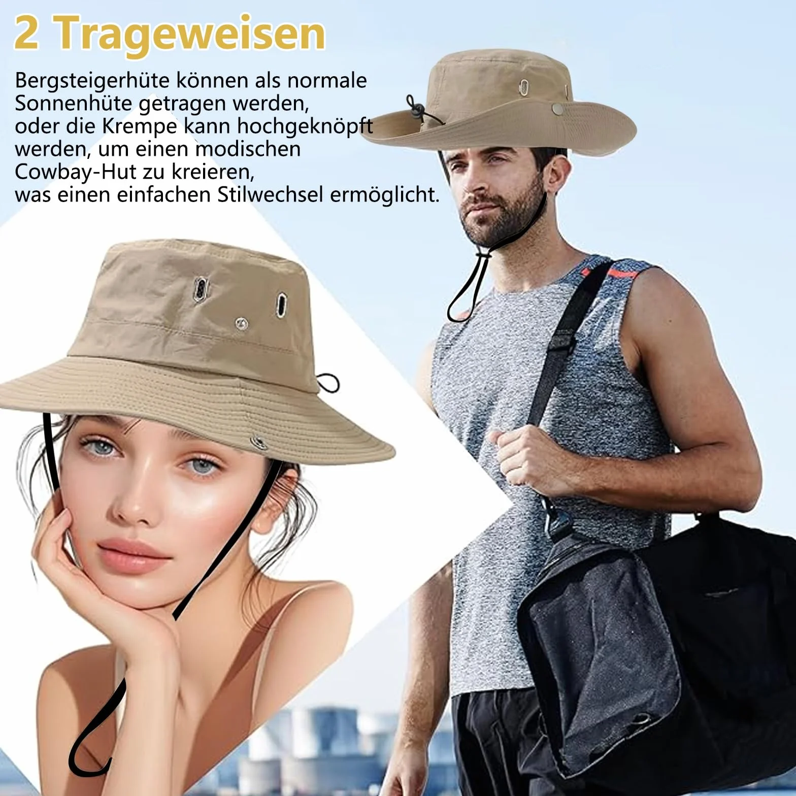 Kapelusz przeciwsłoneczny, damski, męski, składany, ochrona przed promieniowaniem UV, szerokie rondo, ochrona przed słońcem, kapelusz safari, szybkoschnący, kapelusz wędkarski z regulowanym