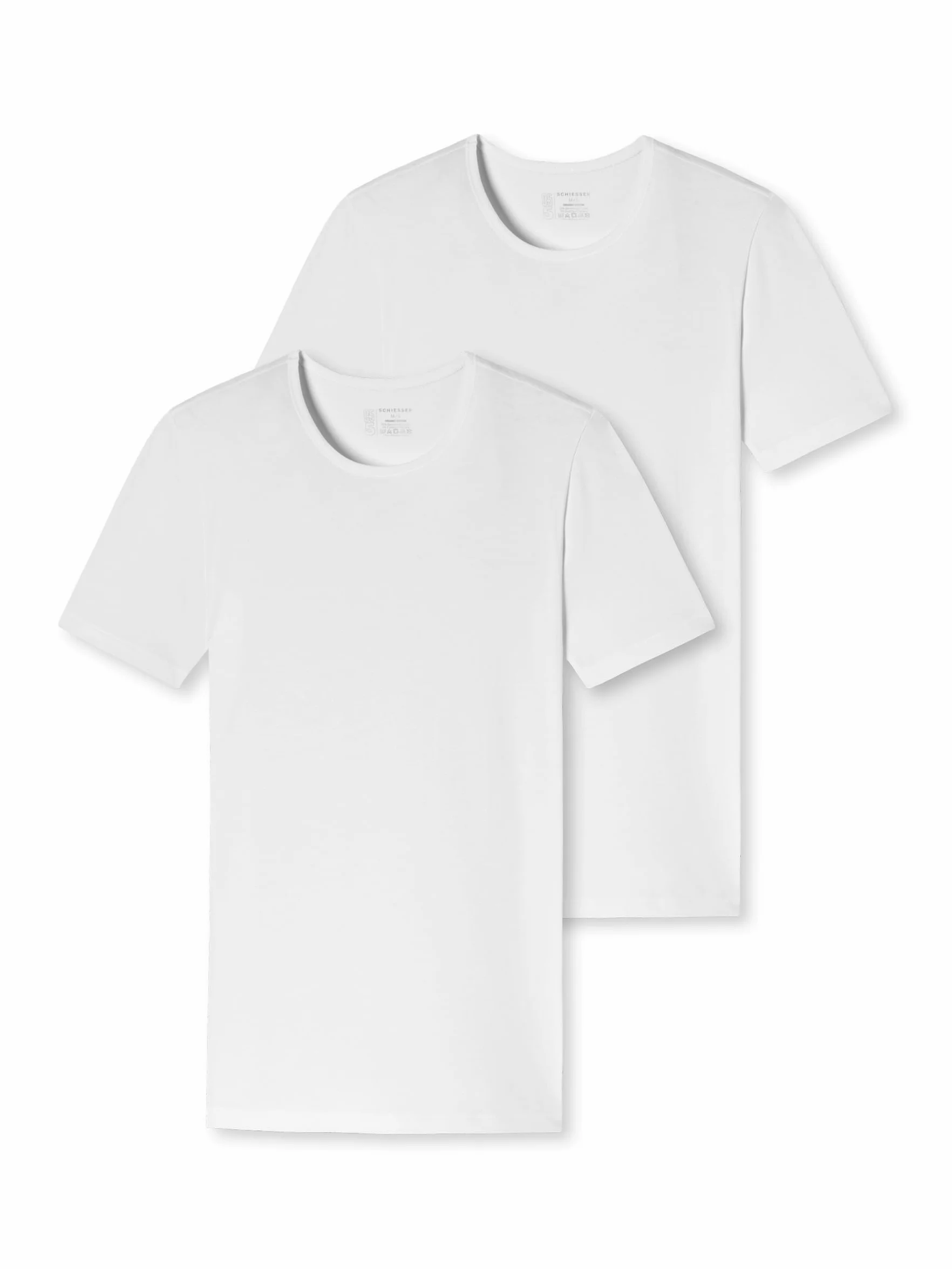 Schiesser Herren 2 PACK Unterhemd Rundhals mit Arm Bio Baumwolle - 95/5 Organic