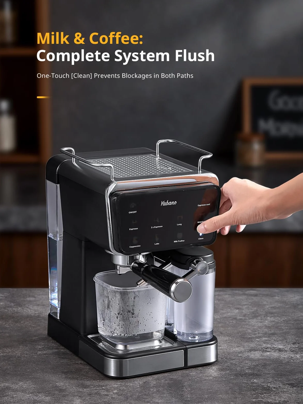 Yabano Ekspres do kawy 1450 W 500 ml 1,5 l z automatycznym spieniaczem do mleka