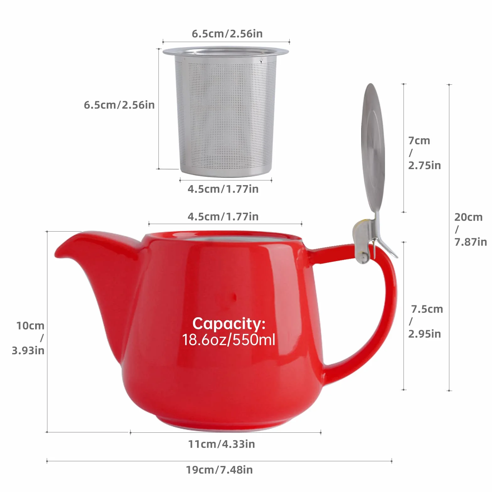 VIVILINEN Czajnik ceramiczny z wyjmowanym zaparzaczem 550 ml