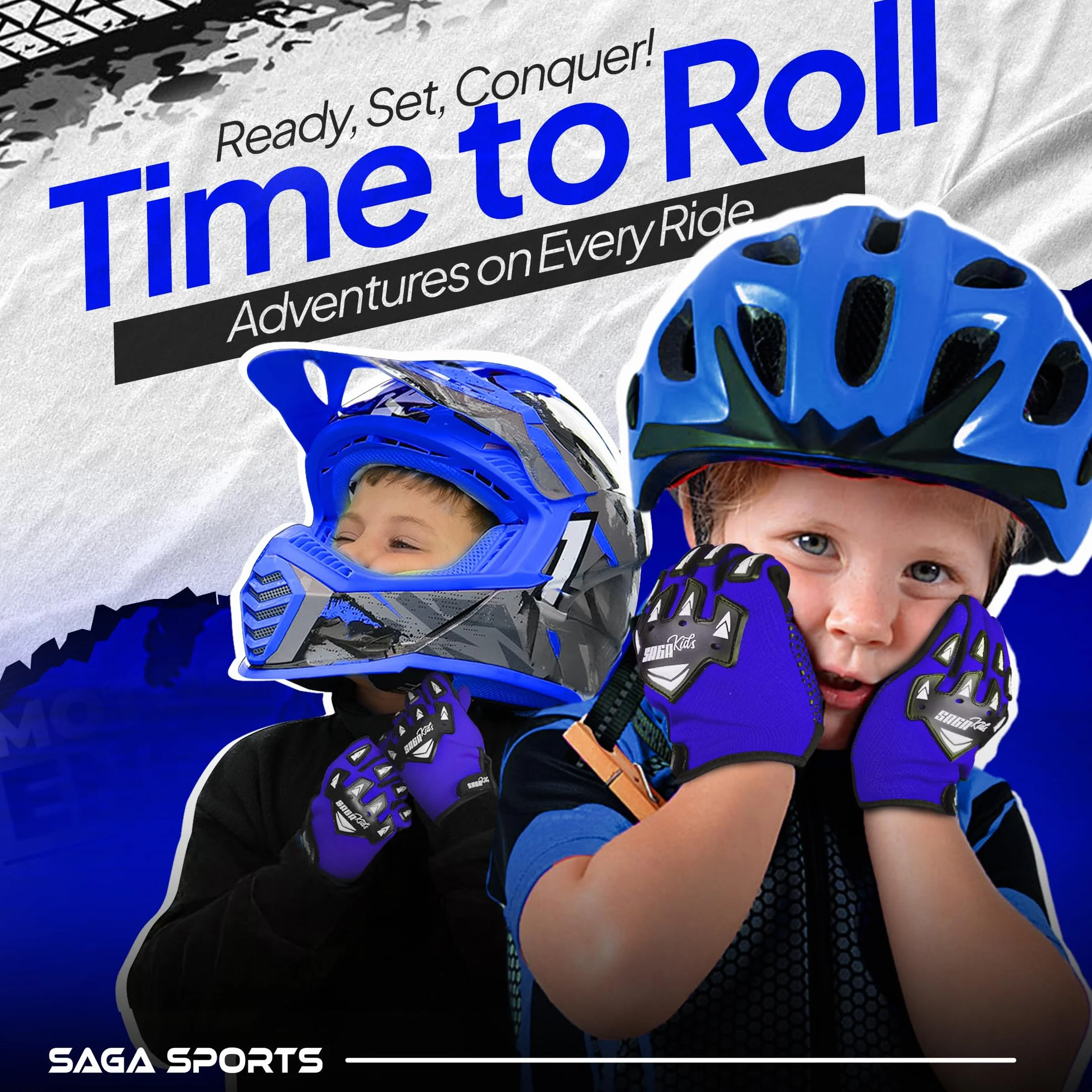 Rękawice rowerowe dla dzieci Trwałe i wygodne rękawice motocrossowe Idealna odzież motocyklowa dla Twojego dziecka (Blue, X-Large [10-12 Yrs])