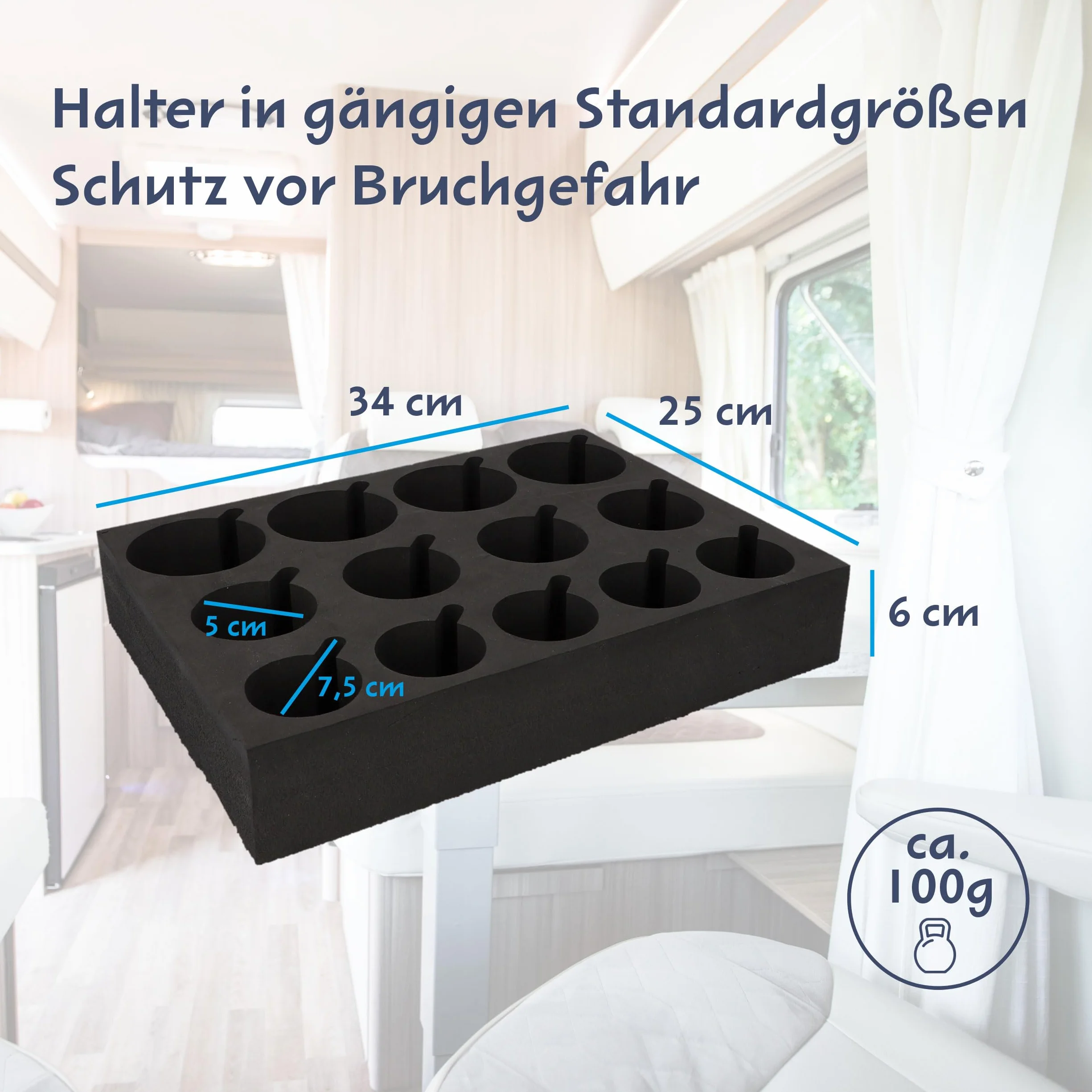 Cartrend Uchwyt na szklanki i filiżanki do przyczep kempingowych, 13 sztuk, akcesoria kempingowe
