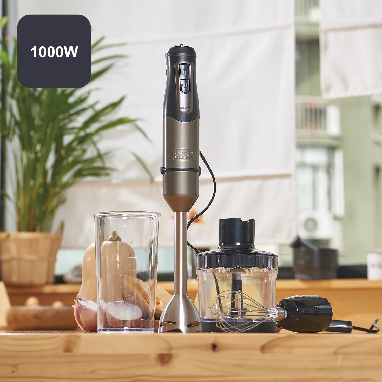 Black+Decker BXHBA1000E Blender Ręczny, Stal Nierdzewna, 1000 W, 1 L, Szary