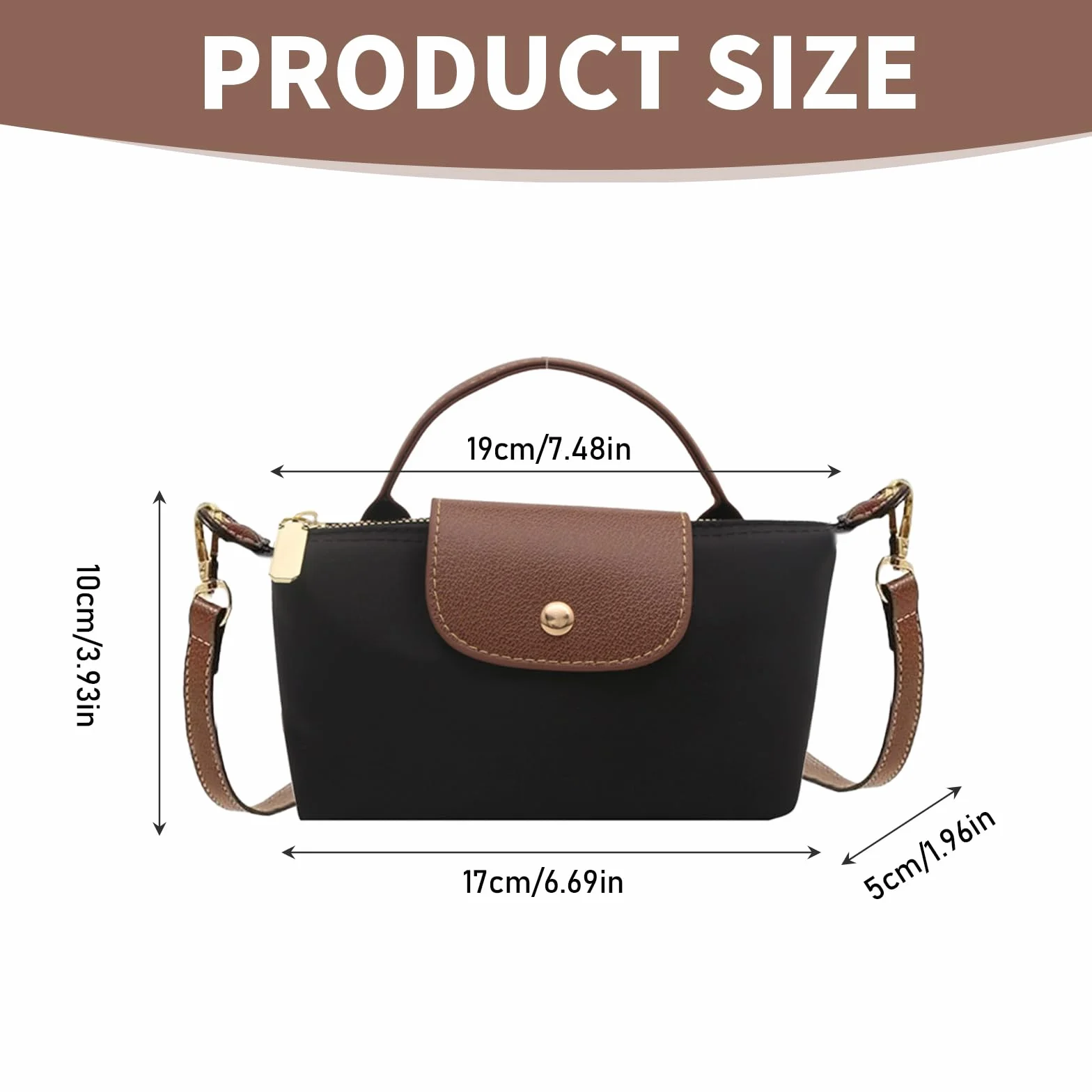 Torebka damska, torba na ramię, mini torebka, mała torebka na ramię, damska wodoodporna mini torebka crossbody, nylonowa torba na ramię, składana torba na ramię, czarna, nylonowa, do noszenia w czasie