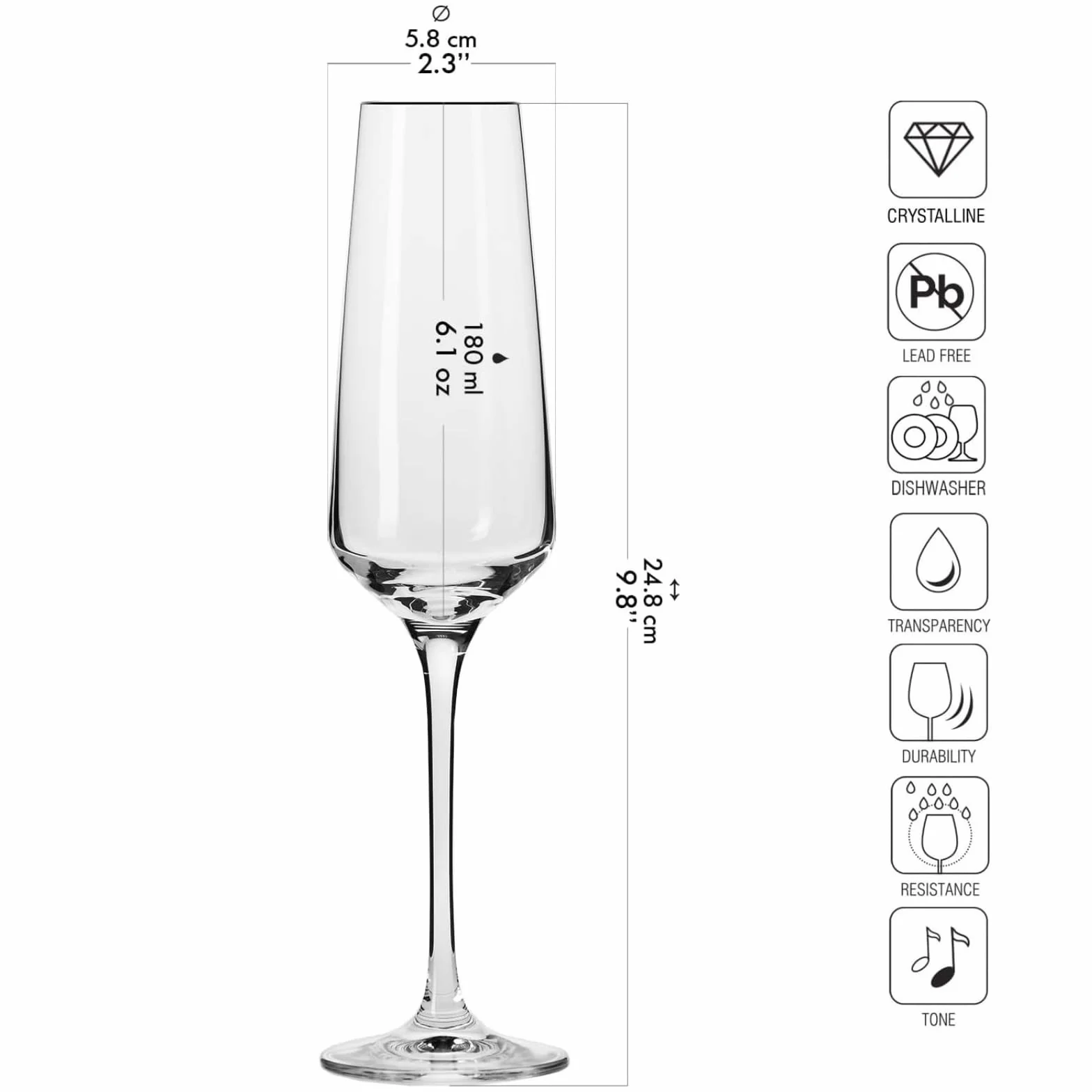 KROSNO Kieliszki do szampana Komplet 4 sztuk 200 ml Avant-Garde Szkło kryształowe bezołowiowe
