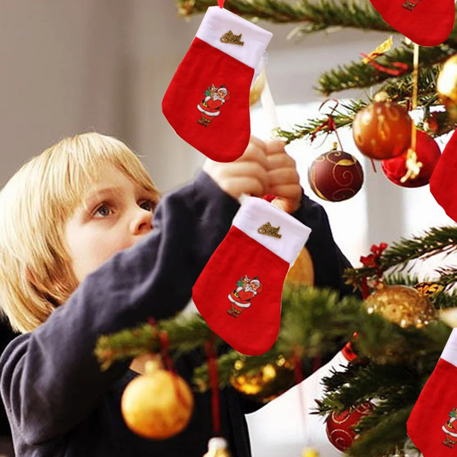 Mini skarpety bożonarodzeniowe filcowe 15 sztuk zestaw dekoracja do kominka ozdoby choinkowe