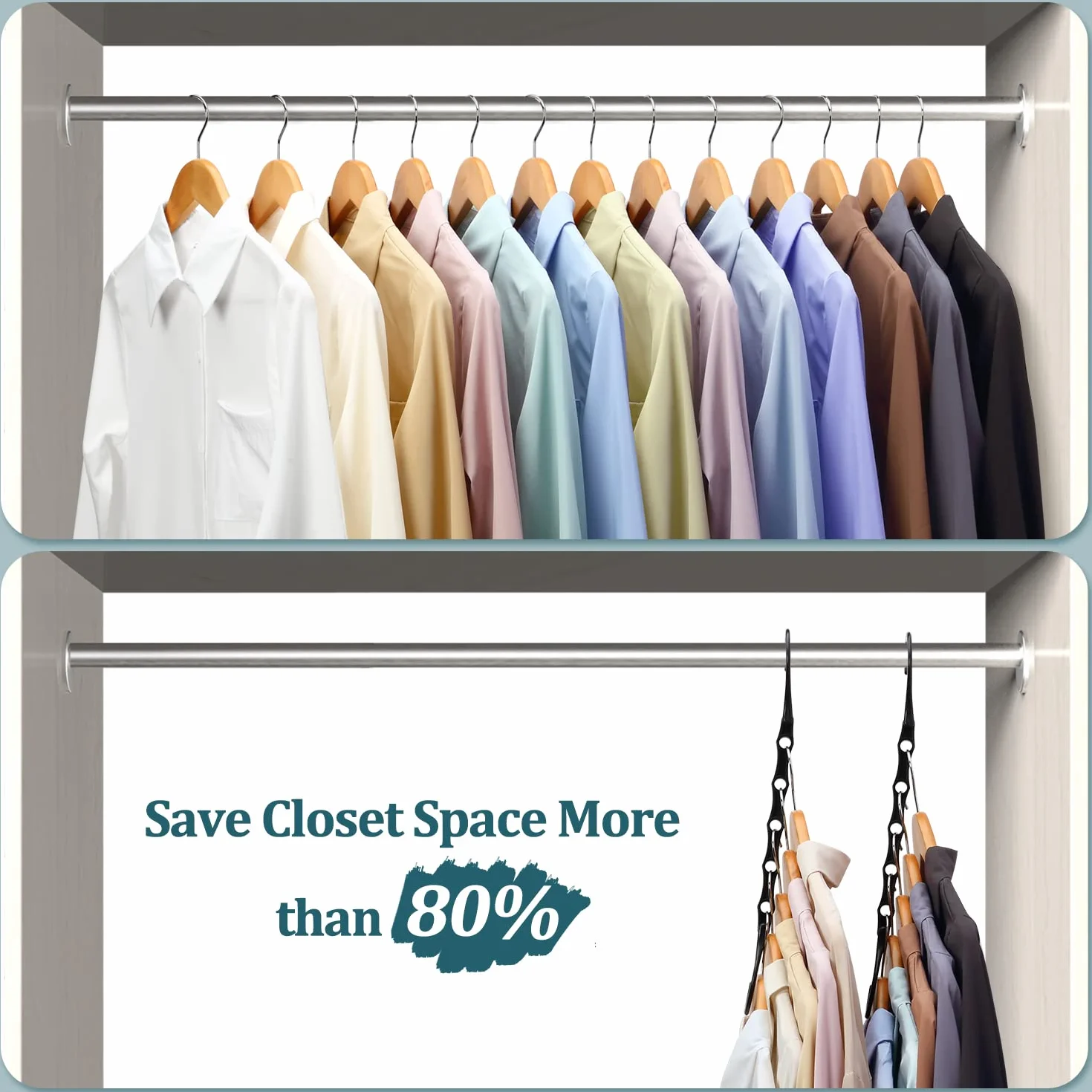 AMKUFO 6 sztuk magicznych wieszaków oszczędzających miejsce, organizer do szafy