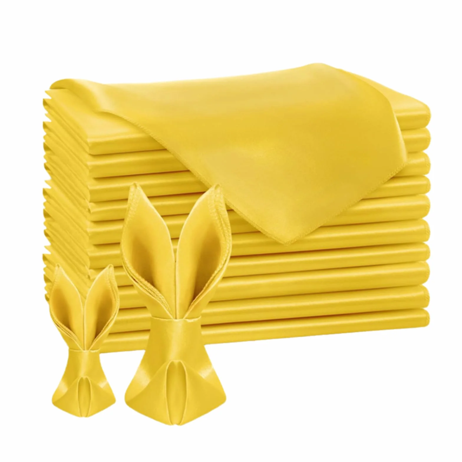 12 sztuk ręczników 43 x 43 cm Serwetki Sateen wielokrotnego użytku miękkie i wygodne serwetki z tkaniny do dekoracji stołu, ślubu, kolacji (żółte)