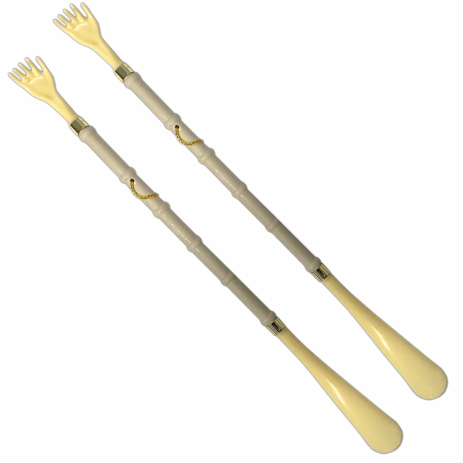HAC24 2-częściowy zestaw 2 w 1 drapak do pleców, 50 cm, ściągacz do butów, łyżki do zakładania butów, pomoc w zakładaniu, pomoc w drapaniu wraz z pętelką do zawieszania, kremowy, jeden rozmiar