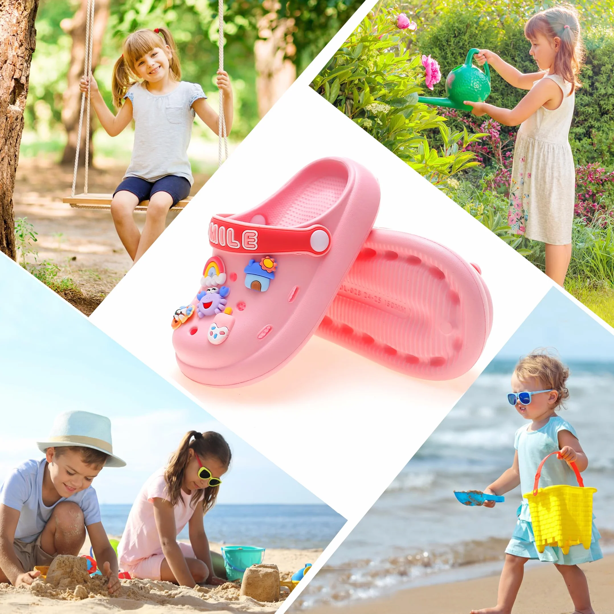 Unisex dzieci chłopcy dziewczęta chodaki ogrodowe buty letnie kapcie basen zjeżdżalnie dziecięce antypoślizgowe plażowe