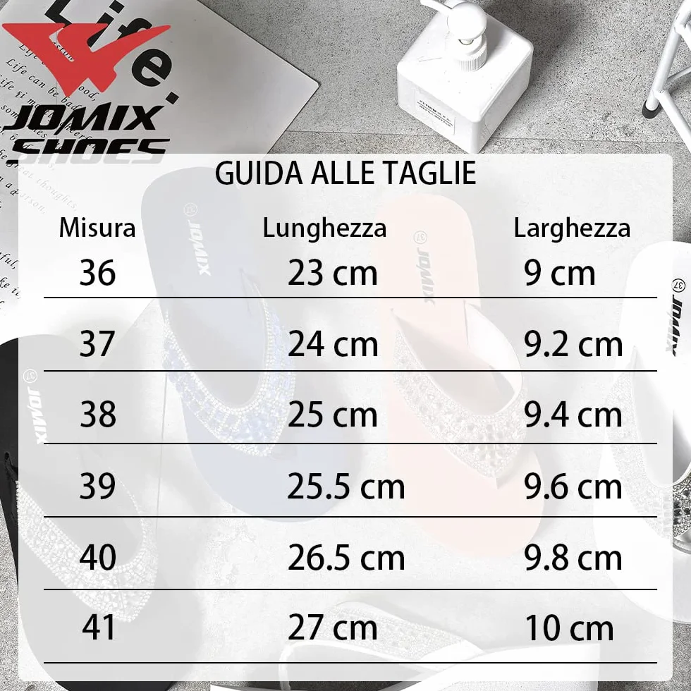 JOMIX Klapki damskie, eleganckie klapki na koturnie, do domu, na plażę