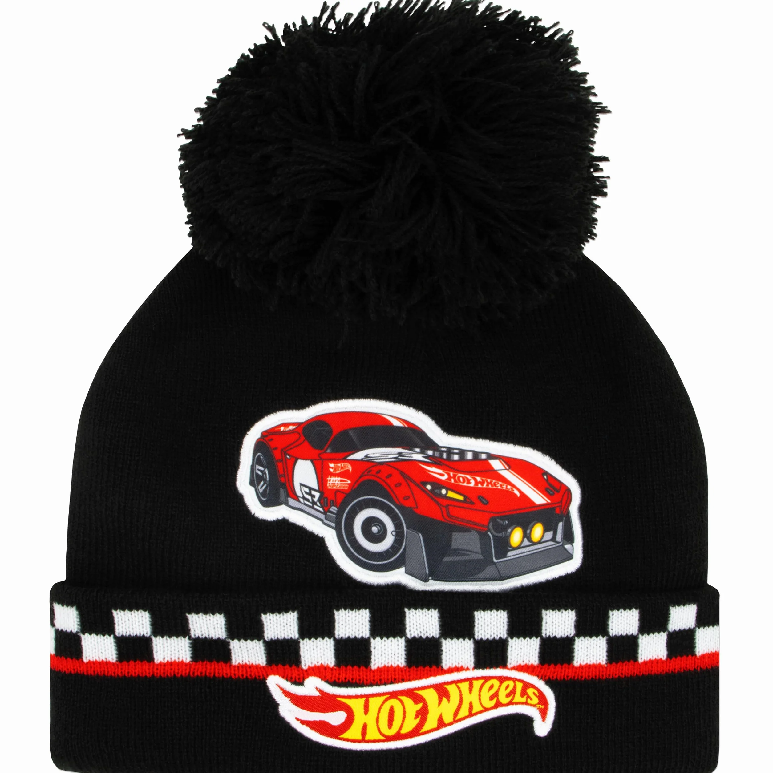 Zestaw Czapka I Rękawiczki Hot Wheels Dla Dzieci | Zimowe Czapki Z Samochodami Wyścigowymi Dla Dzieci | One Size Czarny