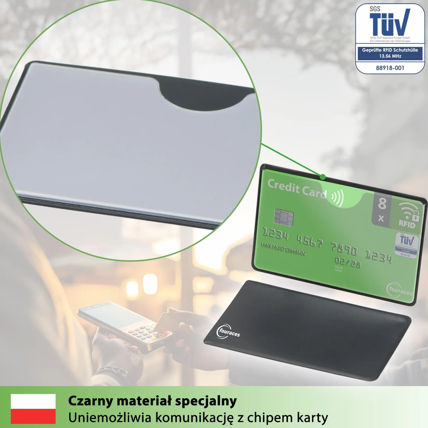 fouraces 8x etui ochronne z blokadą RFID – zabezpieczenie przed kradzieżą danych – etui ochronne NFC – etui na karty kredytowe i karty EC, etui z twardego plastiku na karty bankowe