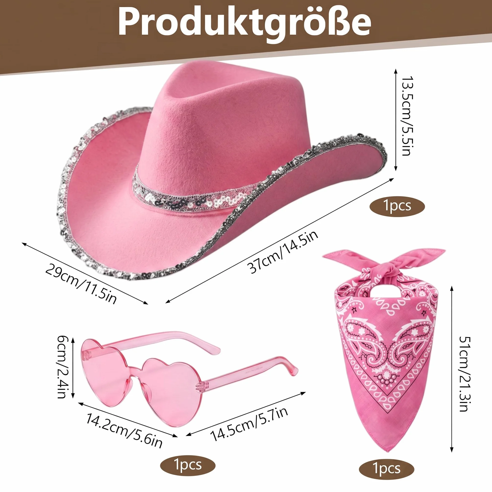 Zestaw akcesoriów do kapelusza kowbojskiego, 3 sztuki, strój kowbojski, kapelusz kowbojski, okulary przeciwsłoneczne, bandany, kapelusz kowbojski, zestaw akcesoriów na Halloween, karnawał