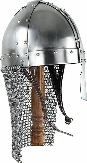 Kask średniowieczny wiking normański zbroja nosowy rycerz stalowy kostium kolczugi LARP