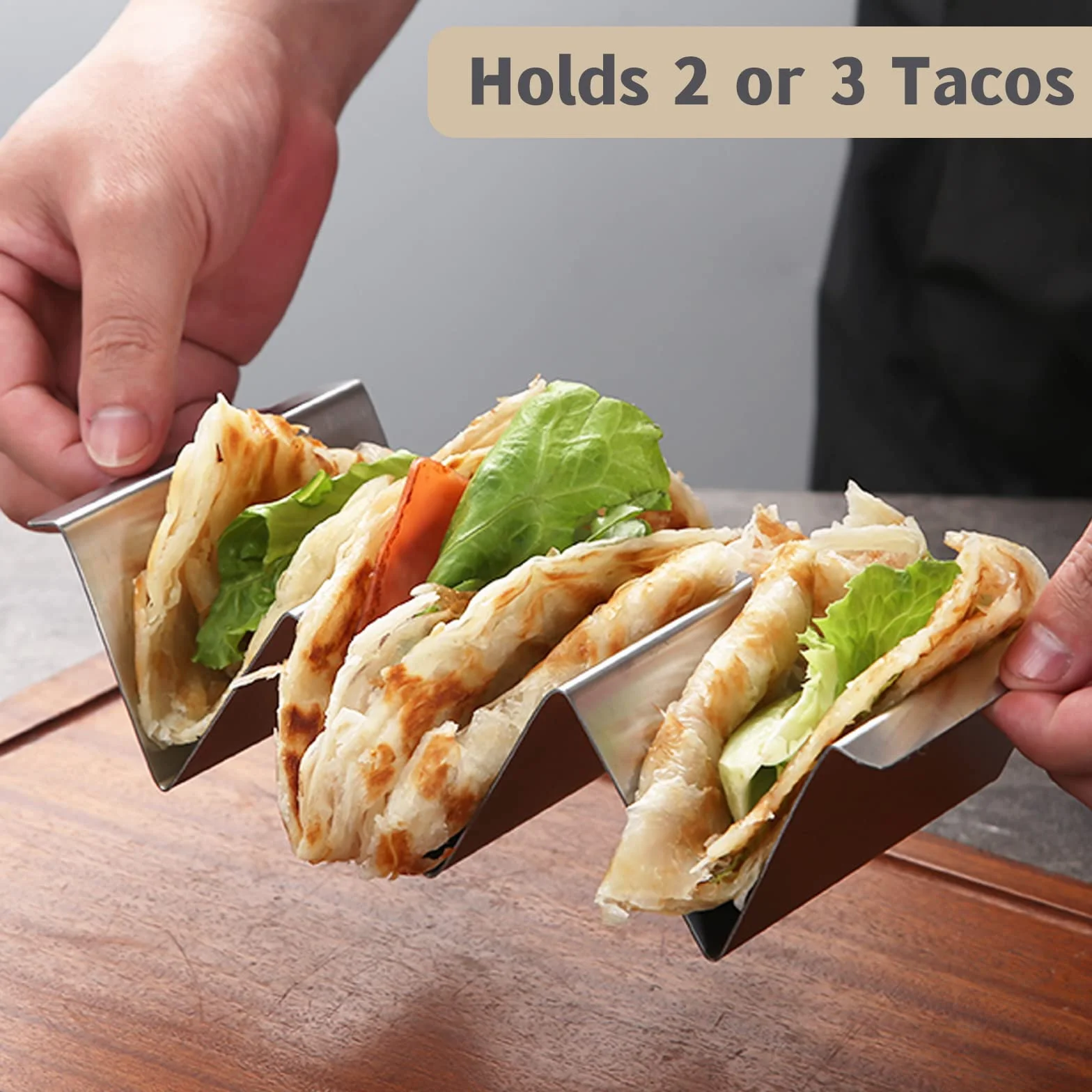 Stojak na Taco ze Stali Nierdzewnej, Falisty Uchwyt, Metalowy Stojak Taco 4 Sztuki