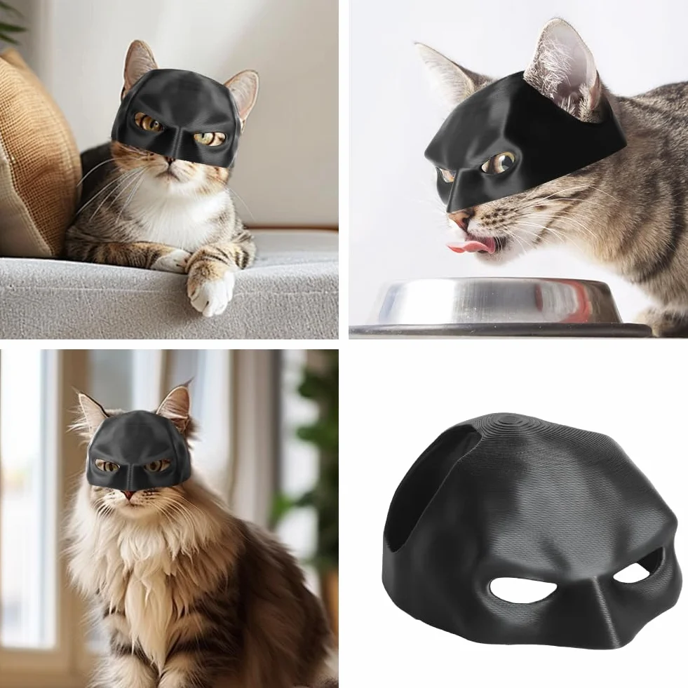 Aomig Maska kociego nietoperza, czapka cosplay, kot Batman, maska nietoperza kota na Halloween, Halloween, czarna maska dla kotów, uroczy kot, akcesoria do przebrania dla kota, kociąt