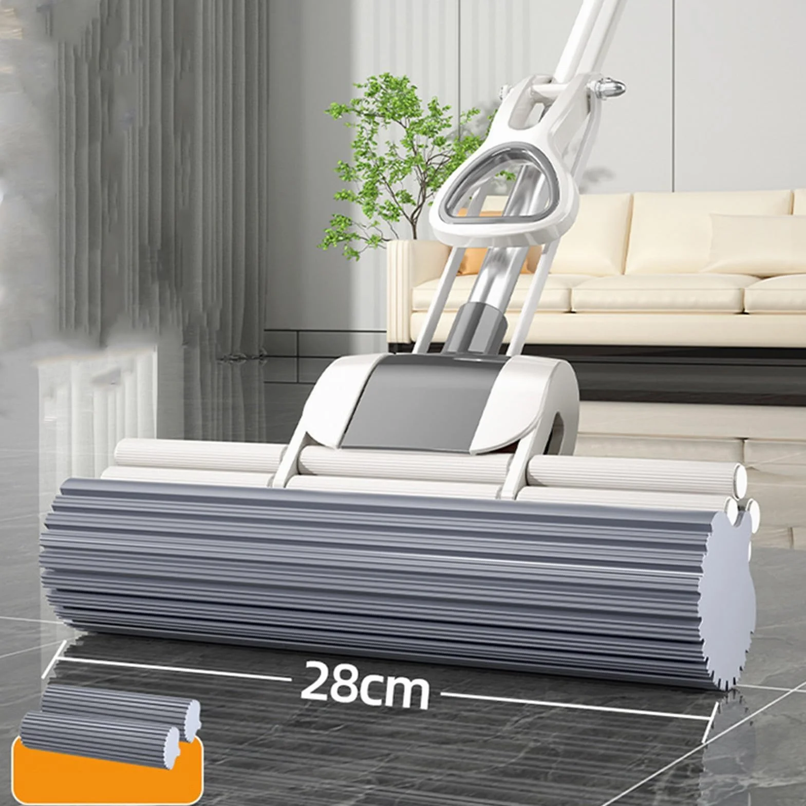 Mop z gąbką rolkową z wysuwaną teleskopową rączką do kuchni i łazienki
