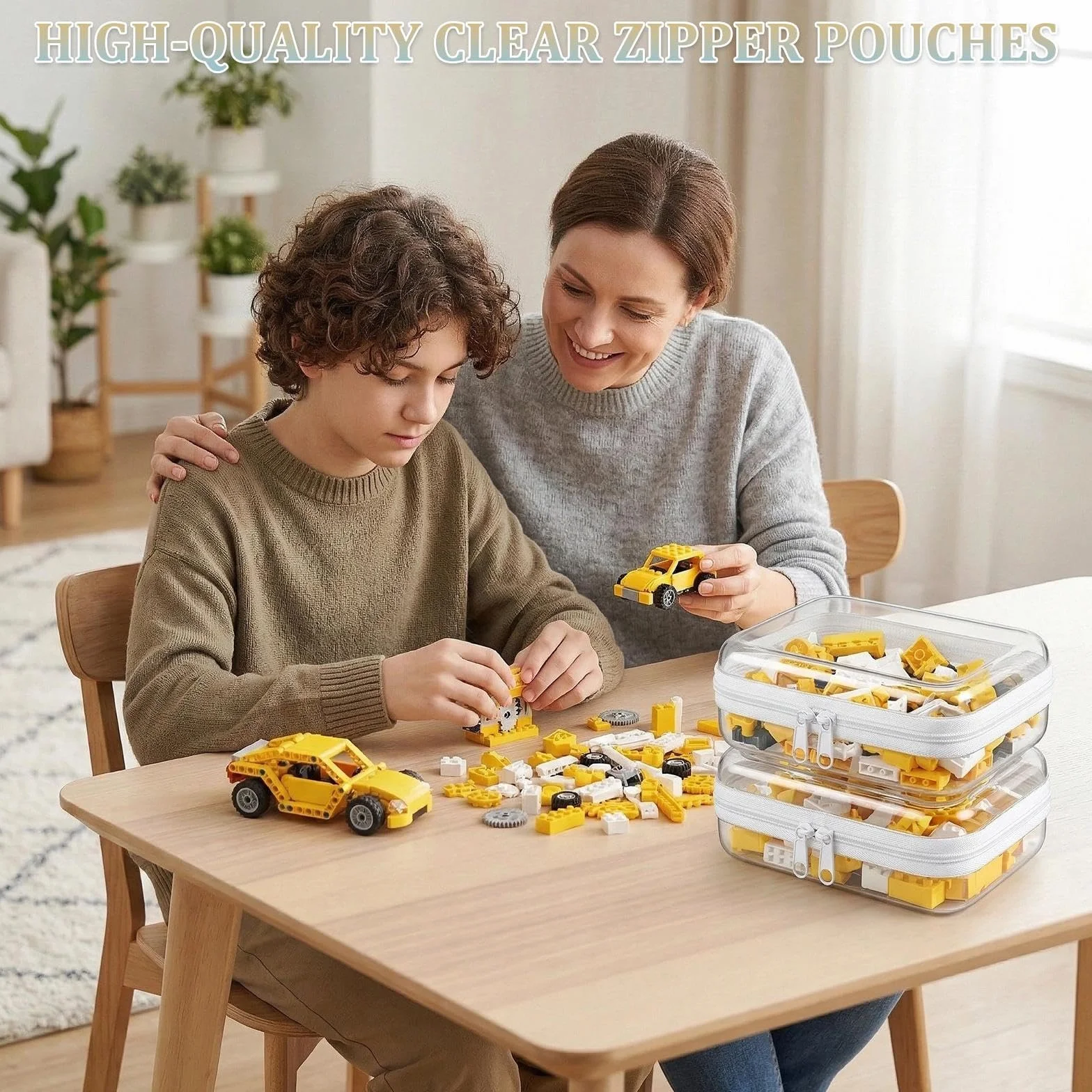 2 sztuki przezroczysta kosmetyczka, kieszenie do przechowywania zabawek, podróżna, zestaw podróżny samolotu, wielokrotnego użytku przezroczysta torba na zabawki puzzle, klocki, książki