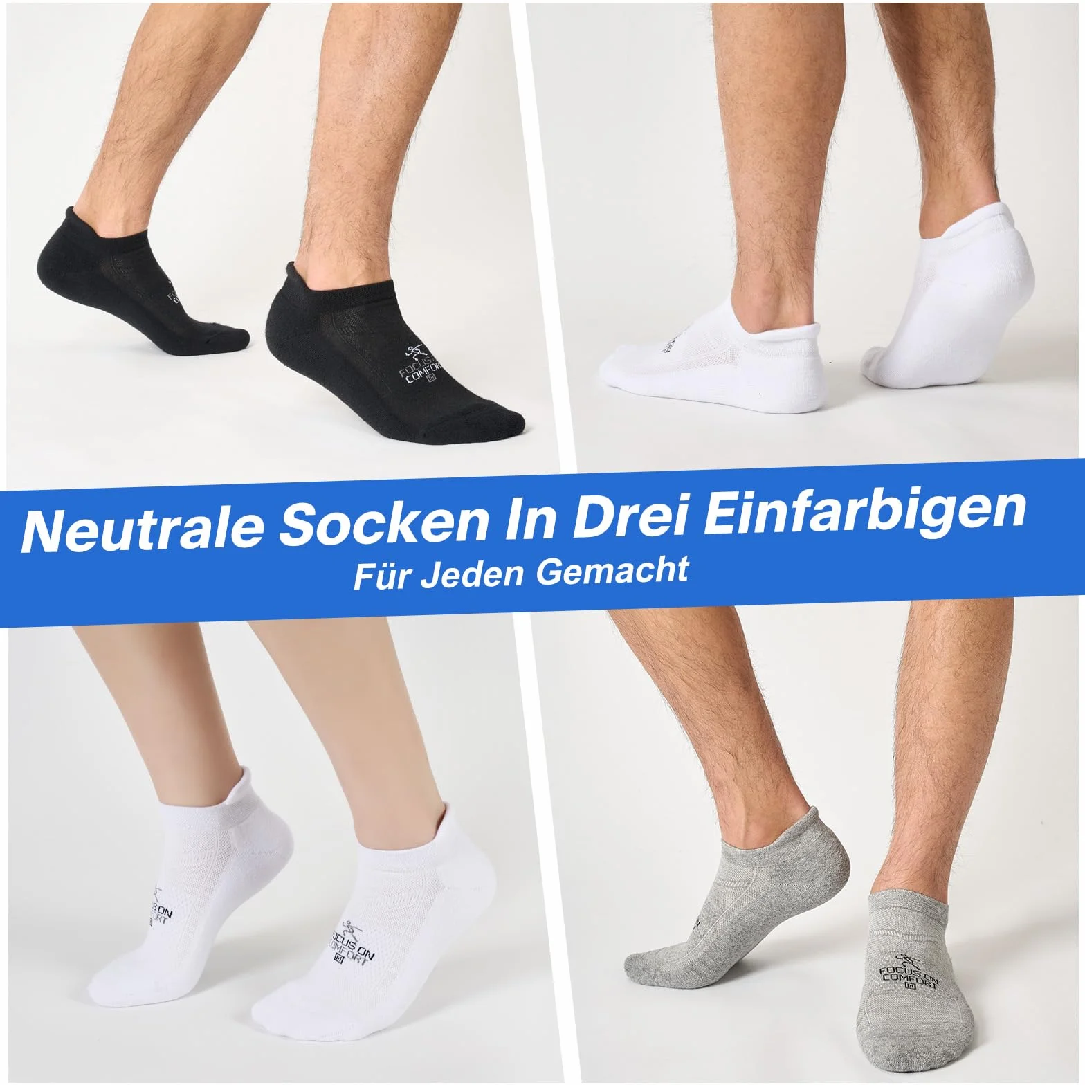 Coolmax Skarpety Biegowe Krótkie 3/6 Par, Oddychające Sneakersowe Damskie/Męskie, Przeciwko Pęcherzom & Wykładane, do Biegania, Wędrówek i Codziennie